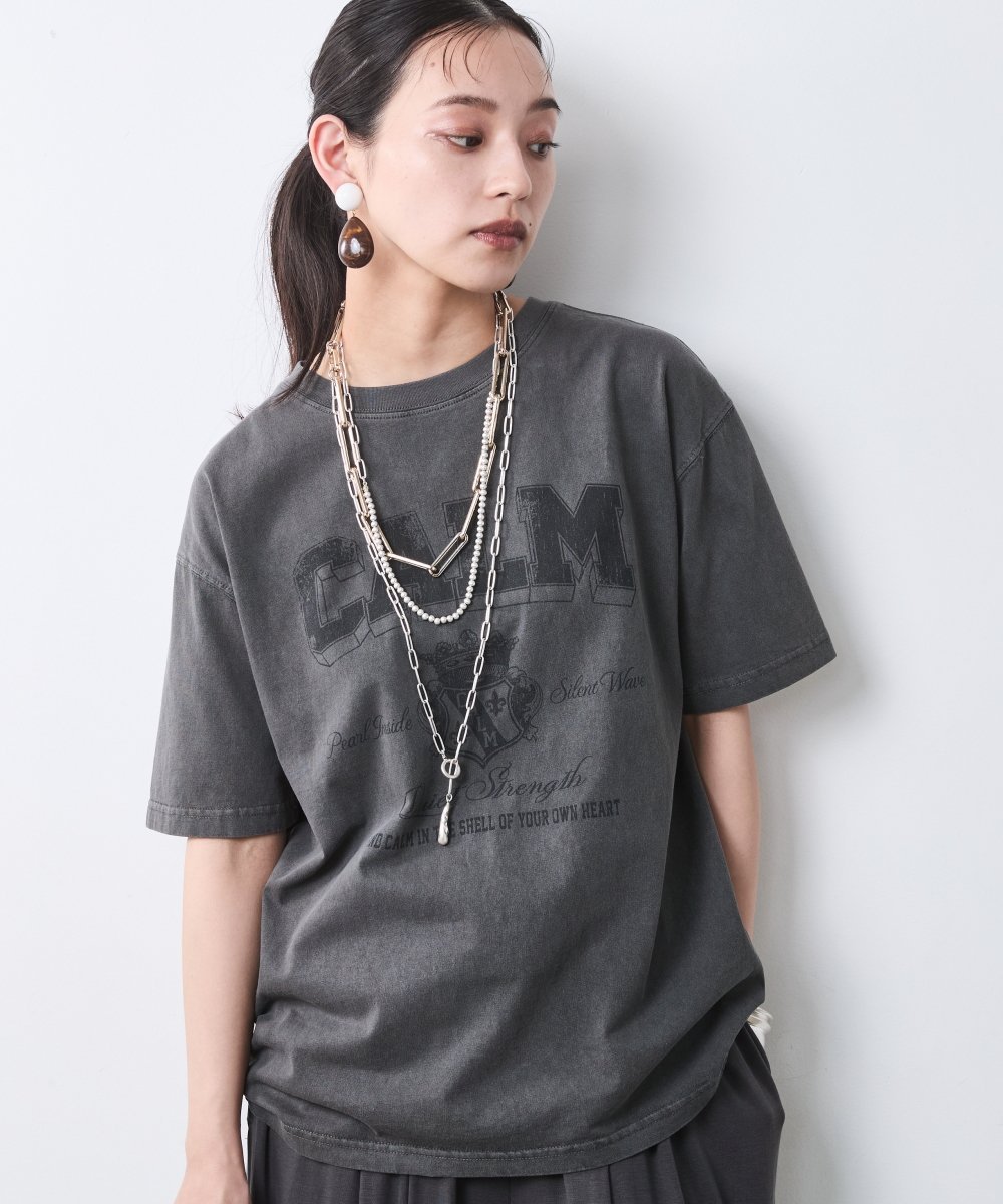 綿100%ピグメント染ロゴプリントTシャツ＜大きいサイズ有＞シックスタイル シックスタイル トップス カットソー・Tシャツ ホワイト グレー