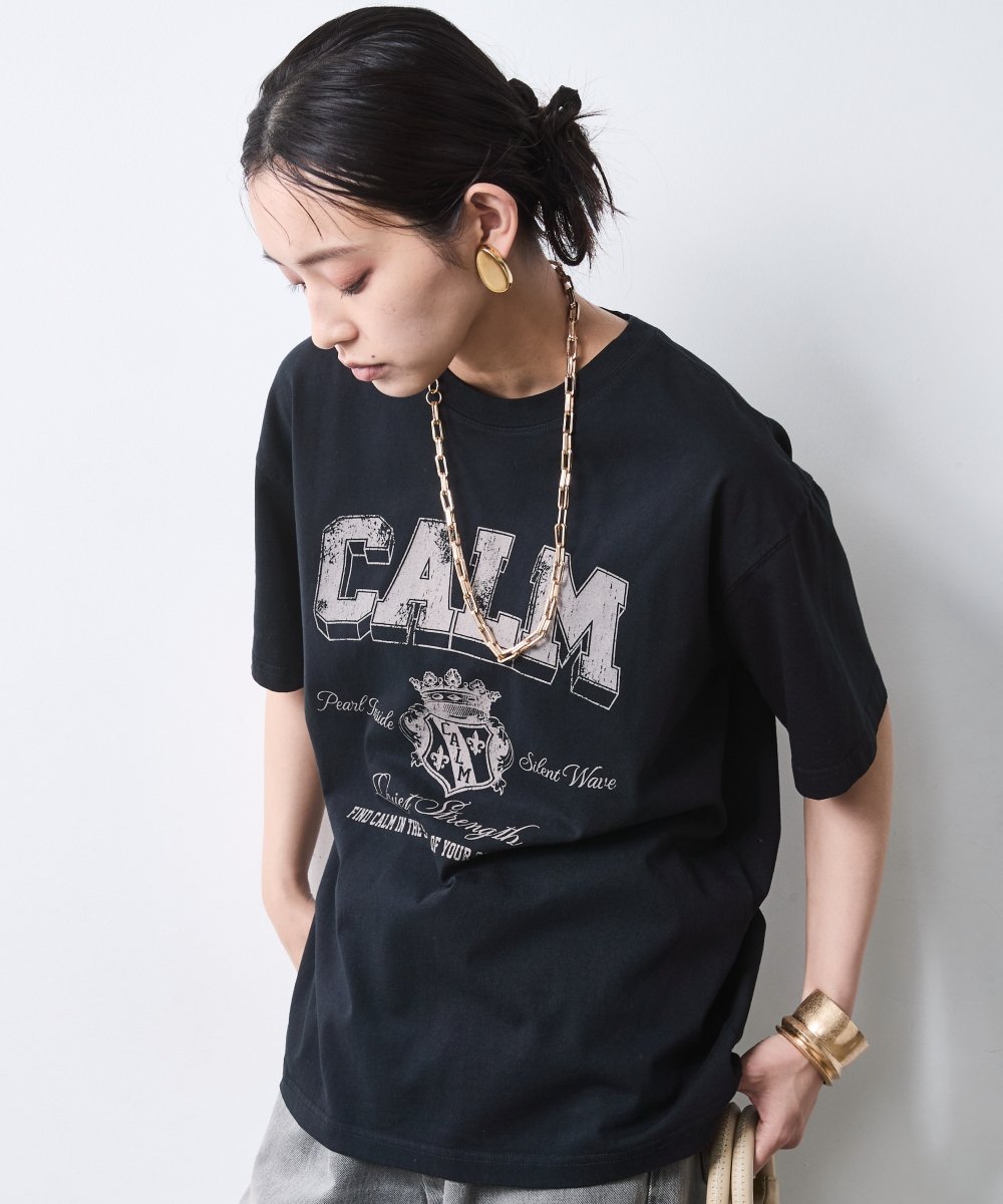 綿100%ピグメント染ロゴプリントTシャツ＜大きいサイズ有＞シックスタイル シックスタイル トップス カットソー・Tシャツ ホワイト グレー