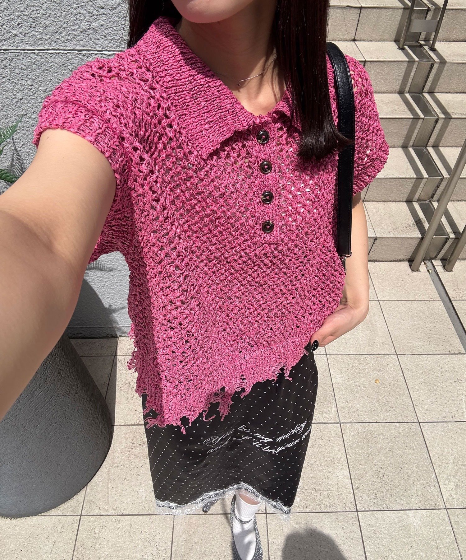 【SALE／89%OFF】PAL GROUP OUTLET 【Ciaopanic】ペーパーヤーンダメージニットポロベスト パル グループ アウトレット トップス ニット ネイビー ピンク