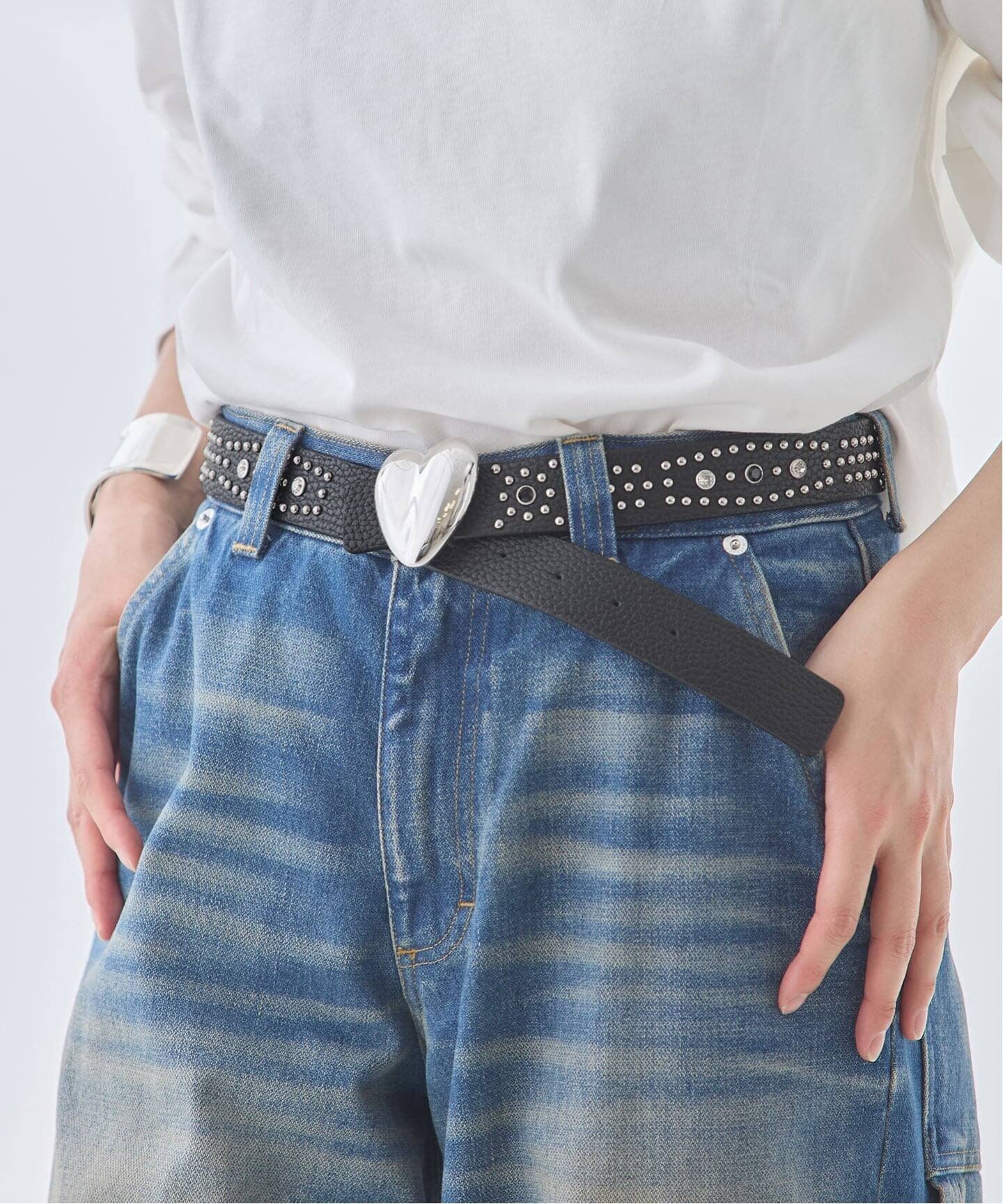 JOURNAL STANDARD L'ESSAGE 《予約》A VACATION/ア バケーション HEART30 STONE STUDS SV ベルト ジャーナルスタンダード レサージュ ファッション雑貨 ベルト ブラック【送料無料】