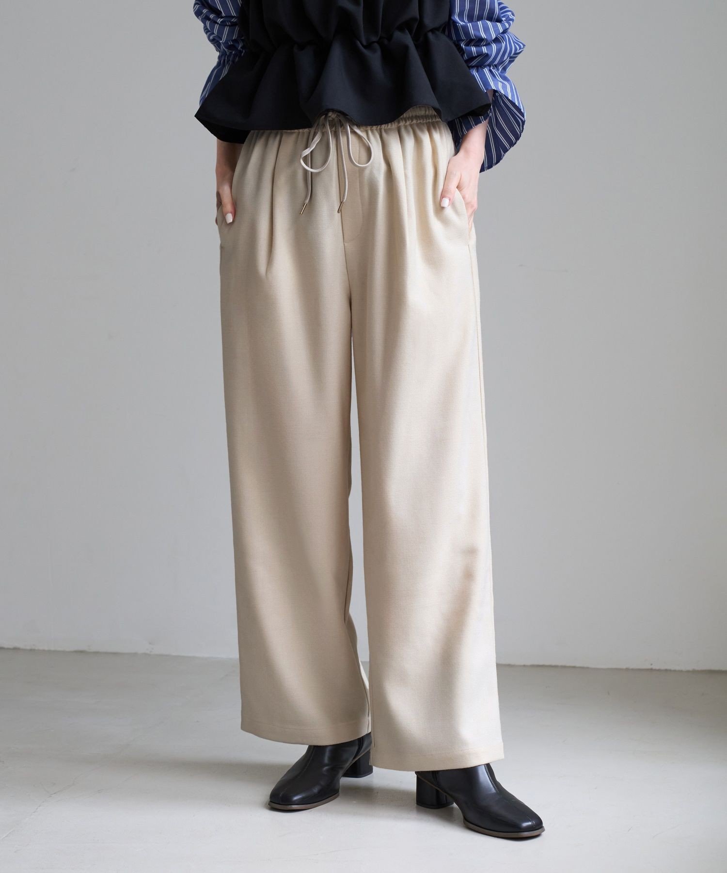 ROPE' PICNIC タックワイドプレイフルカラーパンツ ロペピクニック パンツ その他のパンツ ベージュ ブラック ピンク ブルー【送料無料】 stylife-15798685 Rakuten Fashion サンプル画像2