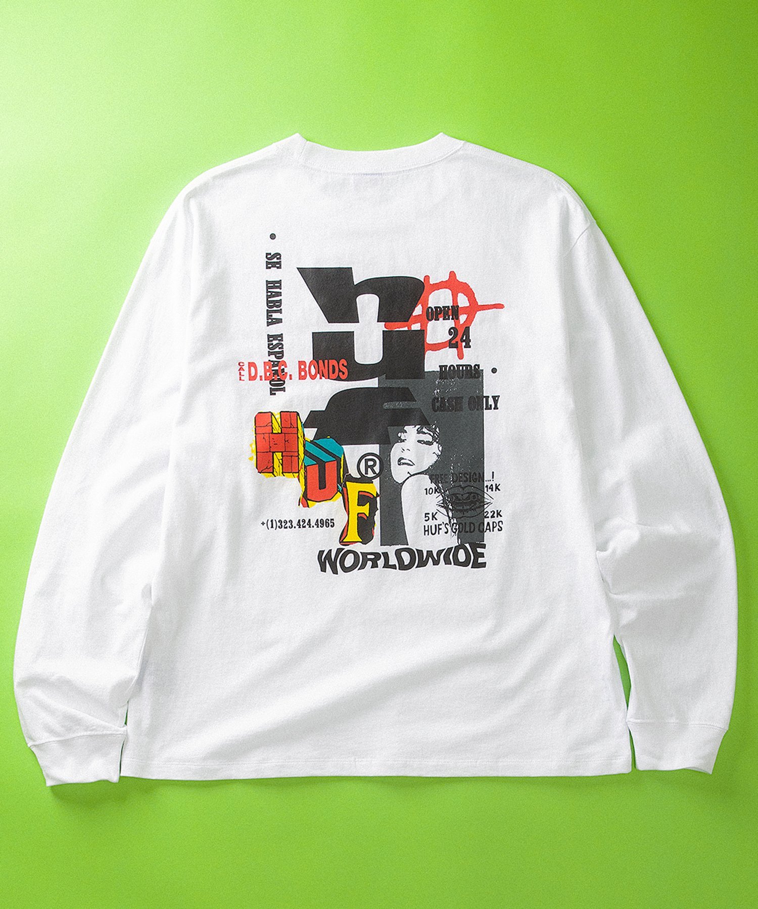 CUT AND PASTE LS TEE / HUF ハフ ロングスリーブTシャツ ハフ トップス カットソー・Tシャツ ホワイト ブラック ネイビー