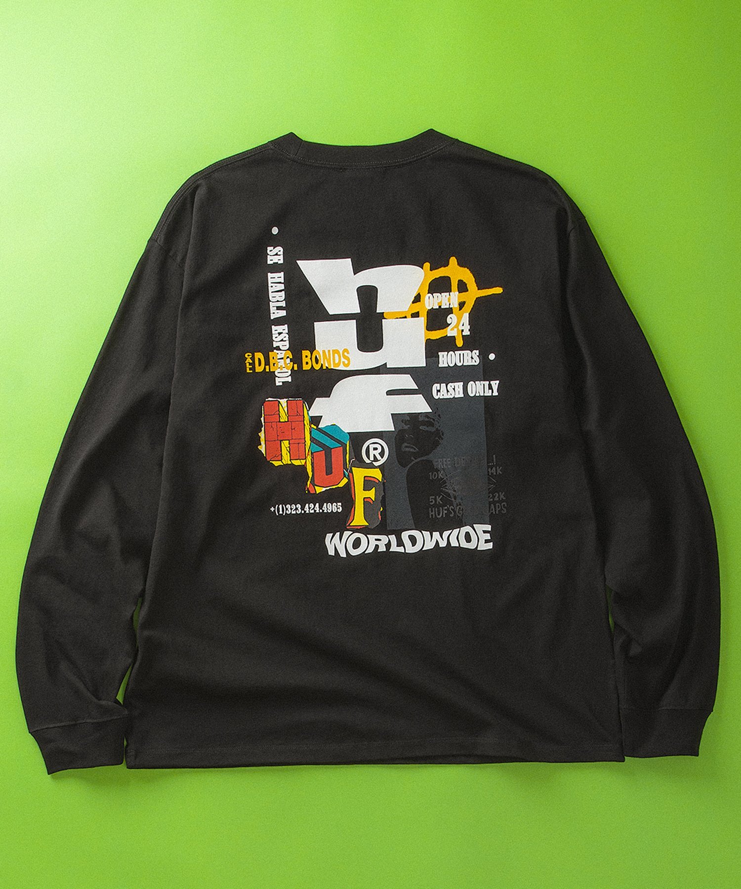 CUT AND PASTE LS TEE / HUF ハフ ロングスリーブTシャツ ハフ トップス カットソー・Tシャツ ホワイト ブラック ネイビー