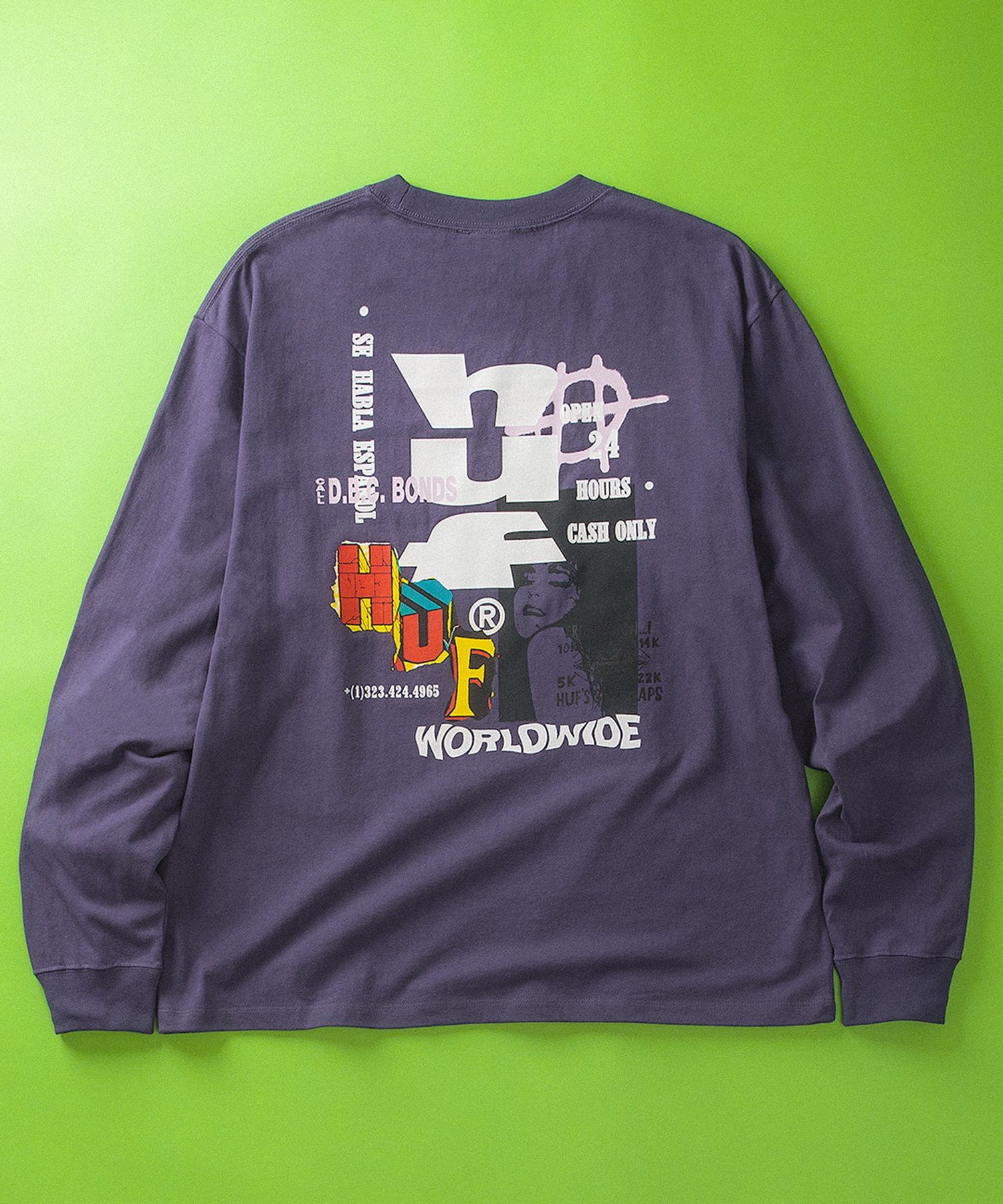CUT AND PASTE LS TEE / HUF ハフ ロングスリーブTシャツ ハフ トップス カットソー・Tシャツ ホワイト ブラック ネイビー