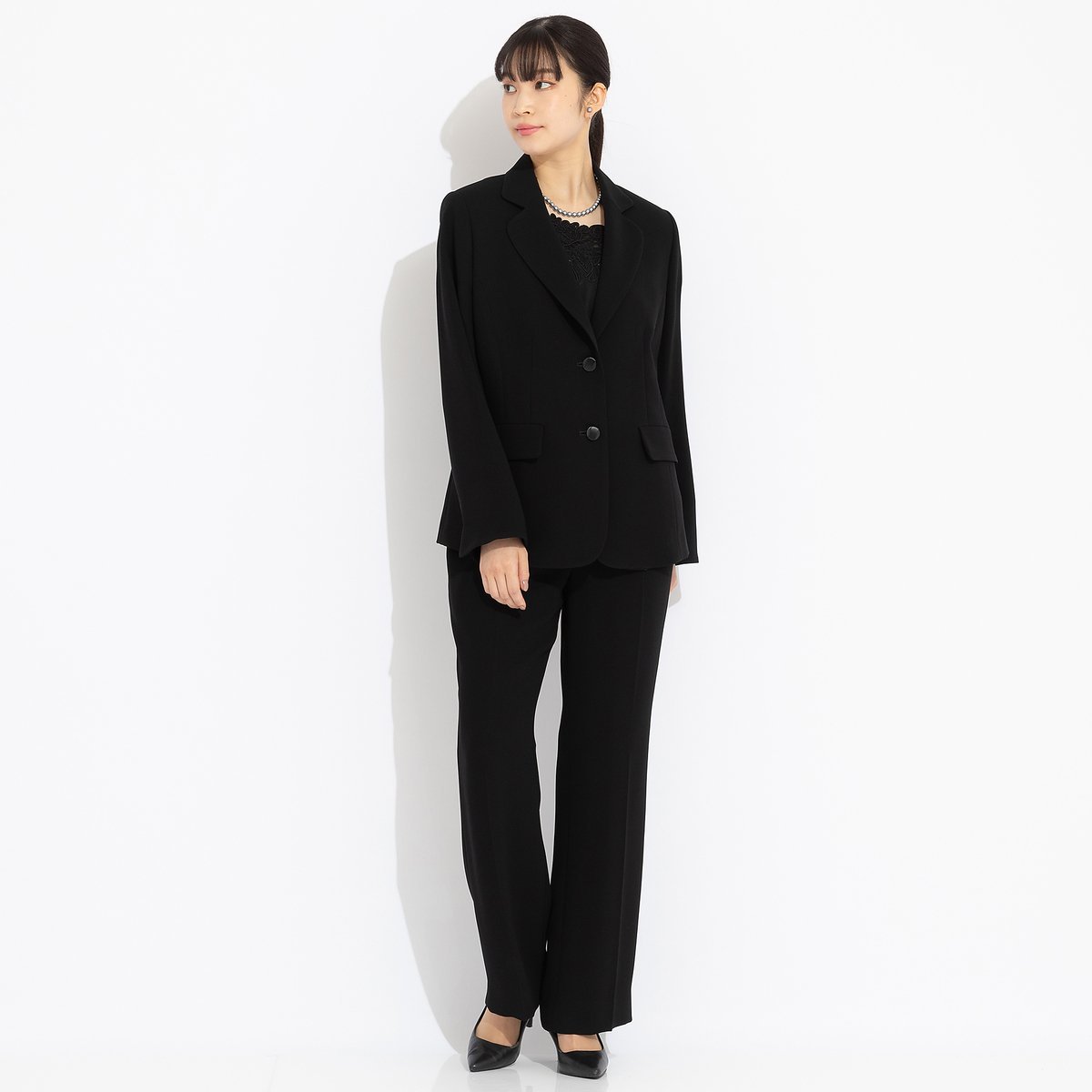 Liliane Burty 【Selection ・セットアップ対応】ブラックフォーマルセンタープレスパンツ リリアンビューティ パンツ チノパンツ ブラック