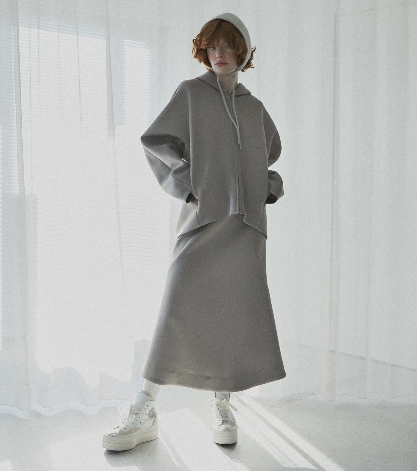 Rakuten Fashionの【SALE／50%OFF】LE CIEL BLEU フロントフレアースカート / Front Flare Skirt ルシェルブルー スカート ミディアムスカート グレー ブラック【送料無料】｜アングル3