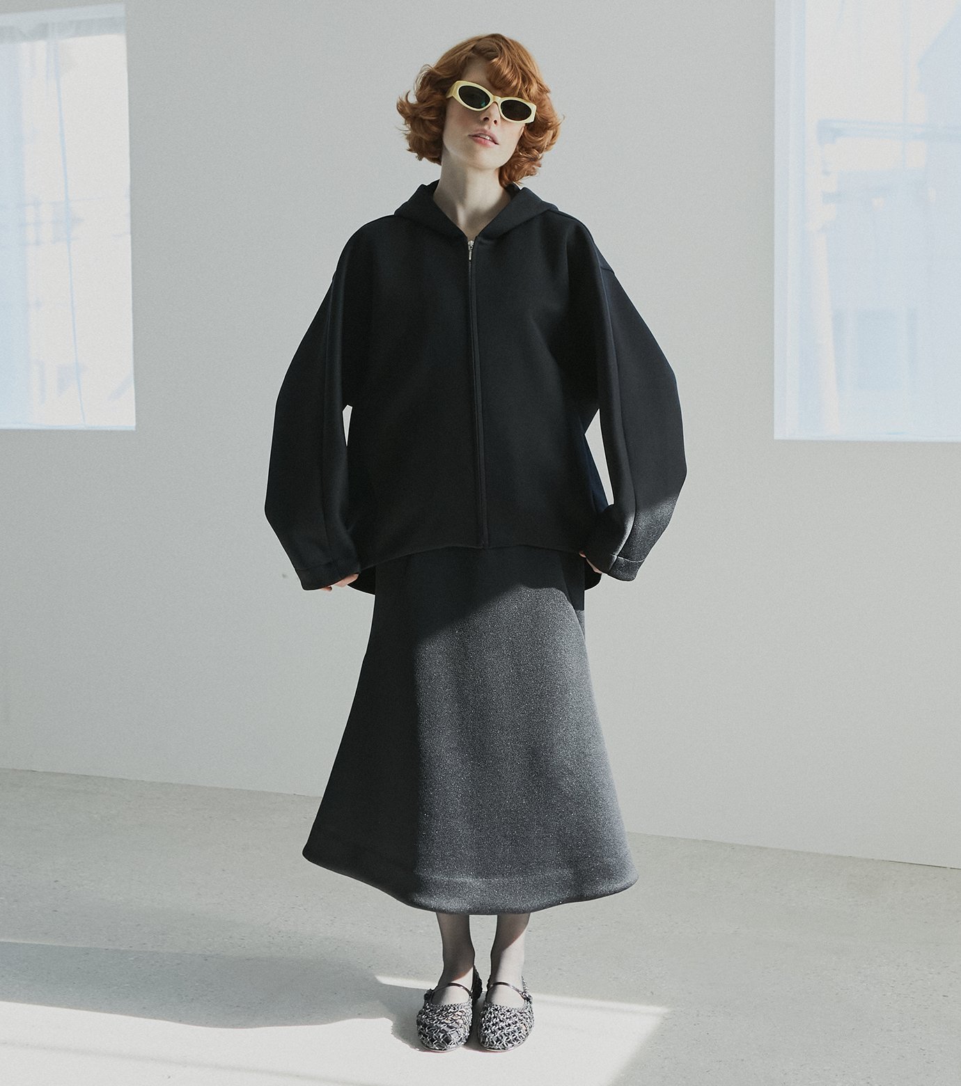 Rakuten Fashionの【SALE／50%OFF】LE CIEL BLEU フロントフレアースカート / Front Flare Skirt ルシェルブルー スカート ミディアムスカート グレー ブラック【送料無料】｜アングル2