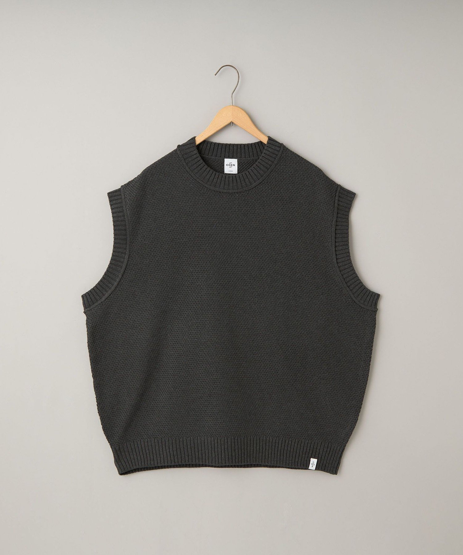 【SALE／16%OFF】coen コットンライク ニットベスト コーエン トップス ニット グレー ネイビー【送料無料】