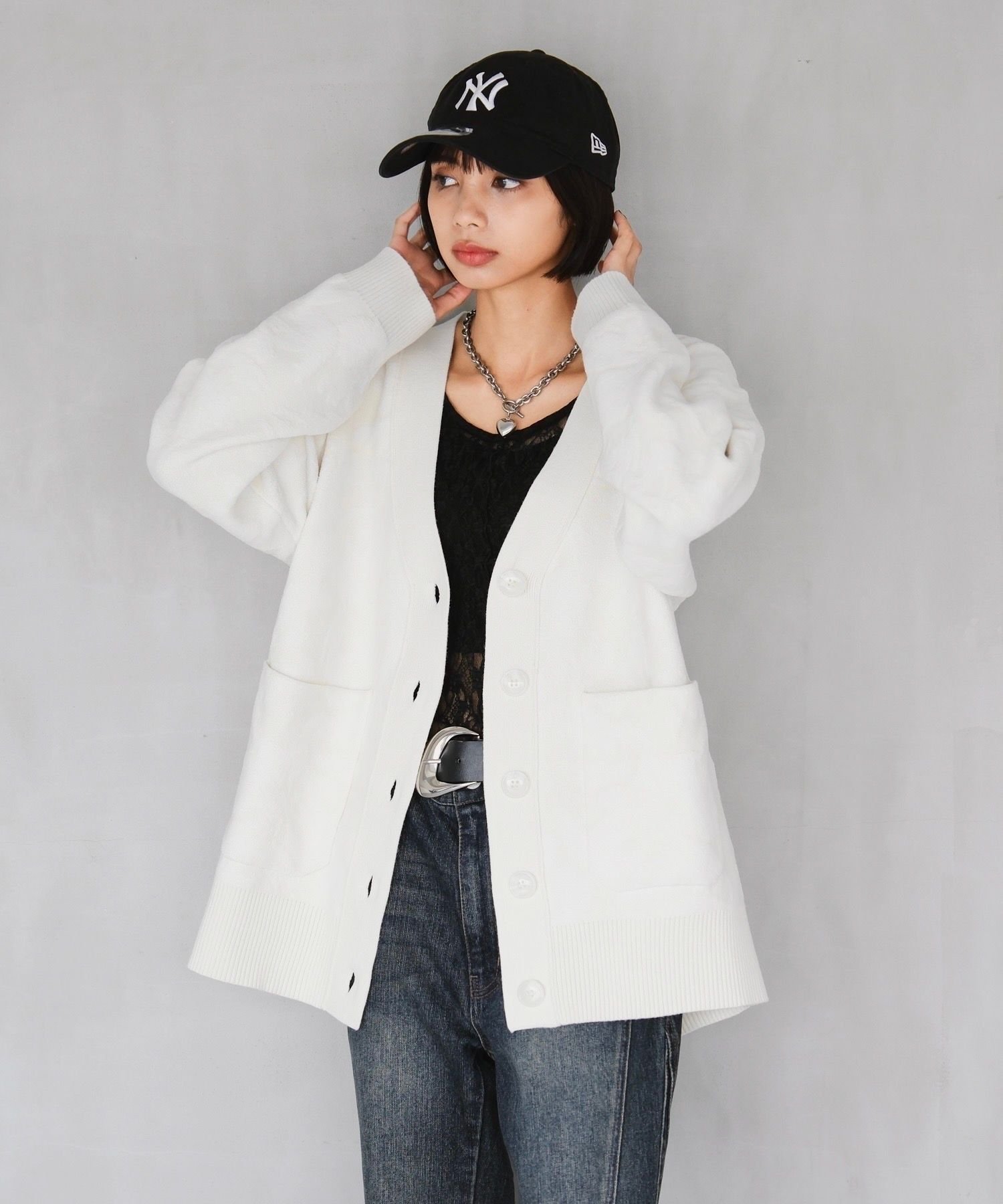 PAGEBOY フラワージャガードVカーディガン ページボーイ トップス ニット ネイビー ホワイト ブラック ブラウン