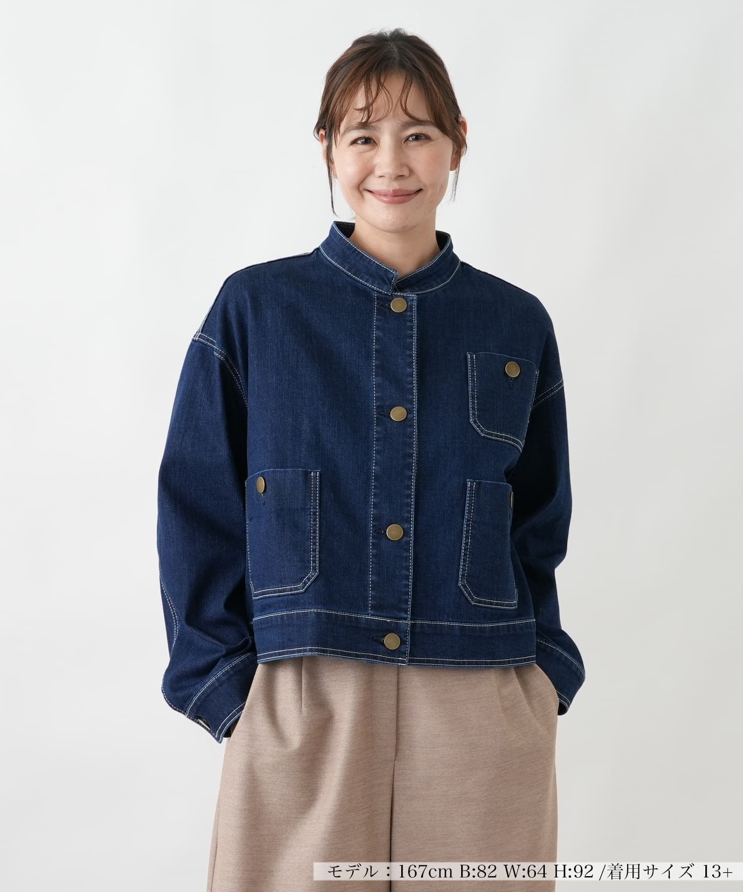 Leilian PLUS HOUSE 【店頭人気】デニムジャケット【L JEANS】 レリアン プラスハウス ジャケット・アウター テーラードジャケット・ブレザー ネイビー