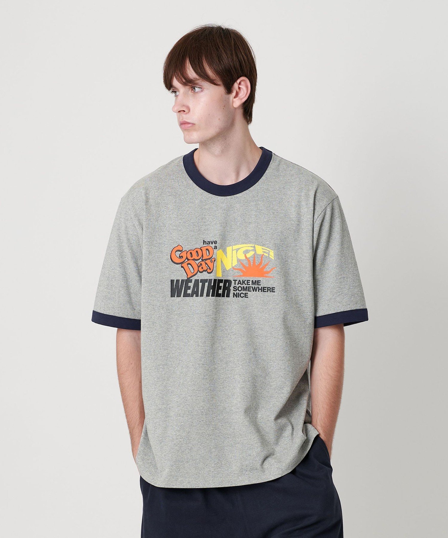 NICE WEATHER ＜NICE WEATHER＞HAVE A GOOD DAY Tシャツ ユナイテッドアローズ アウトレット トップス カットソー・Tシャツ イエロー ホワイト グレー