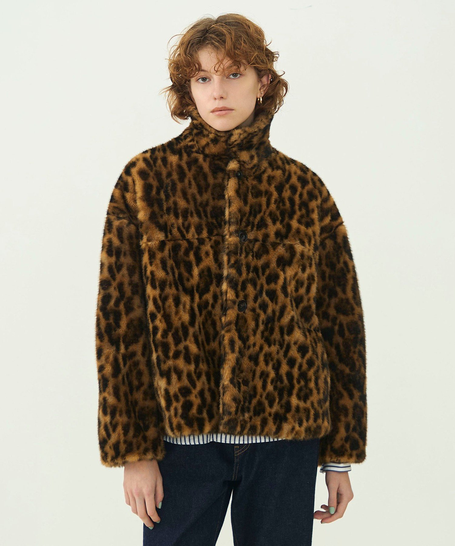 MACPHEE 【WEB先行予約】レオパードエコファー ショートコート トゥモローランド ジャケット・アウター その他のジャケット・アウター ブラウン