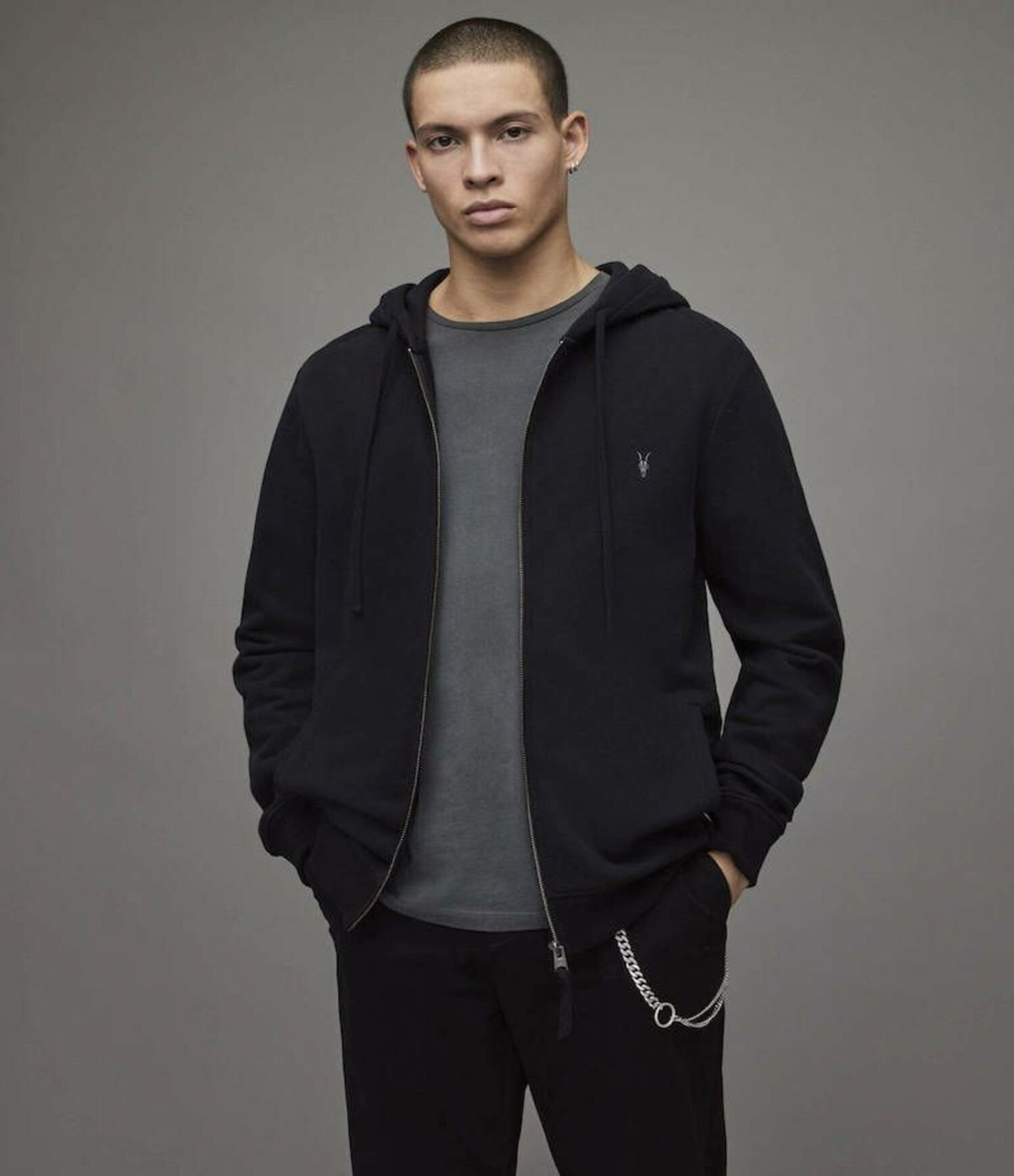 ALLSAINTS (M)RAVEN HOODY オールセインツ トップス パーカー・フーディー ブラック グレー