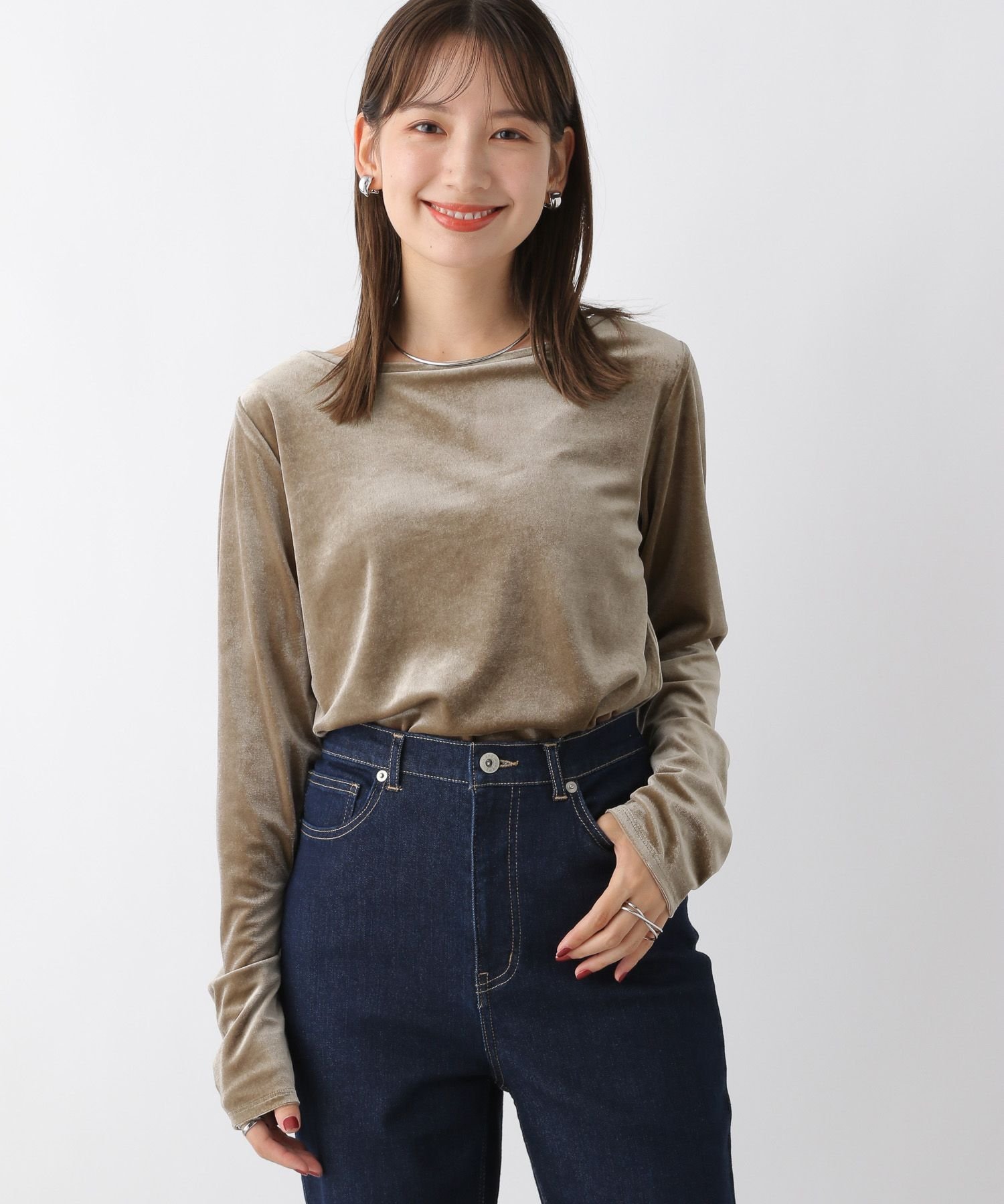 LEPSIM (W)ベロアPOLS レプシィム トップス カットソー・Tシャツ ブラウン ピンク【送料無料】のサムネイル