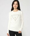 GUESS (W)Rosalie Triangle Logo Sweater ゲス トップス カットソー・Tシャツ ホワイト ブラック【送料無料】