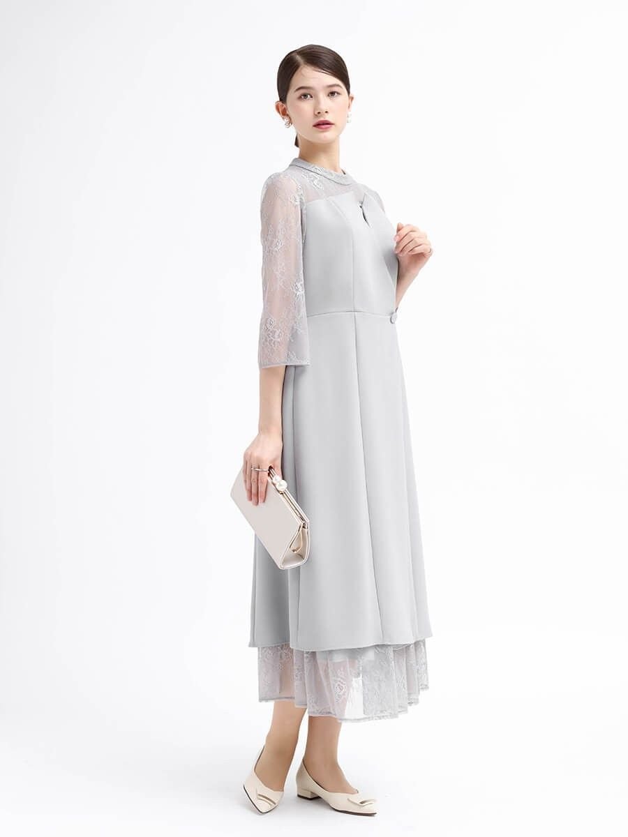 Rire Fete フラワーレースレイヤードドレス ヴァン ワンピース・ドレス ドレス ブルー ブラック グレー【送料無料】のサムネイル