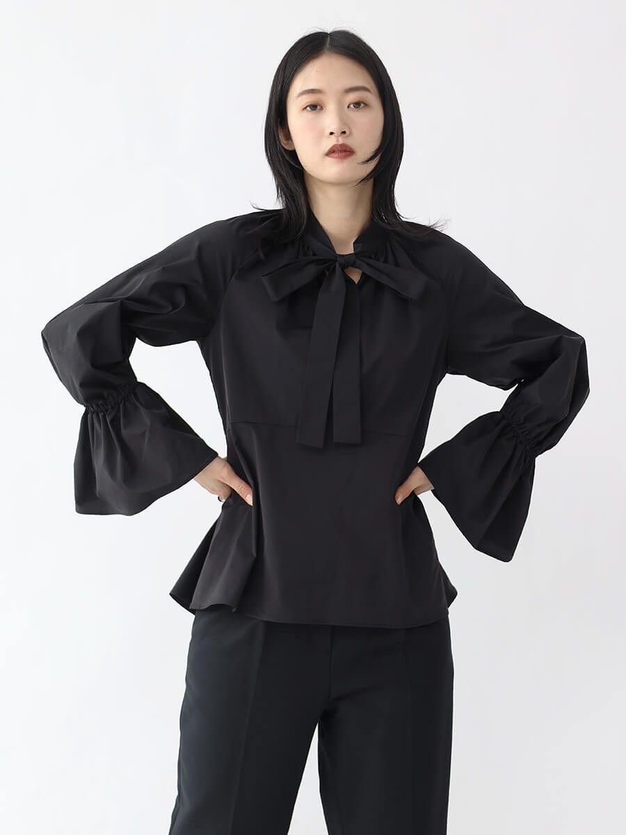 【SALE／48%OFF】resil ボウタイブラウス ラシュッド トップス シャツ・ブラウス ブラック【送料無料】