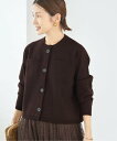 IENA 《予約》スーパーファインスムースクルーカーディガン イエナ トップス カーディガン ブラウン ブラック ベージュ【送料無料】