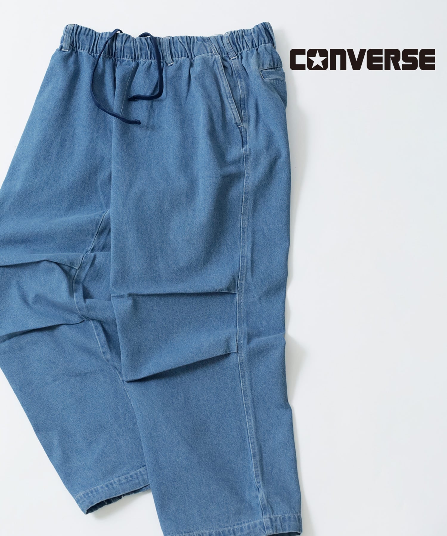 CONVERSE コンバース ワイドデニムパンツ メンズ ストレート シェフパンツ レディース ユニセックス バギー イージーパンツ マルカワ パンツ スラックス・ドレスパンツ ブルー