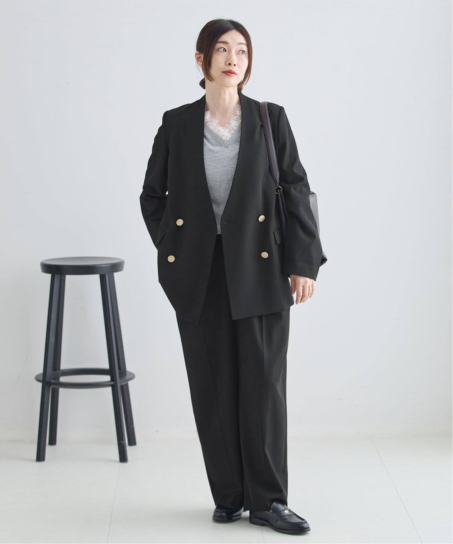 JOURNAL STANDARD L'ESSAGE 《予約》ヴィスポリギャバ パンツ(ブラック) ジャーナルスタンダード レサージュ パンツ スラックス・ドレスパンツ ブラック