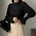 【SALE/47%OFF】JUNOAH Louere ハイネックシアートップス ジュノア トップス シャツ・ブラウス グレー ブラウン ホワイト ブラック