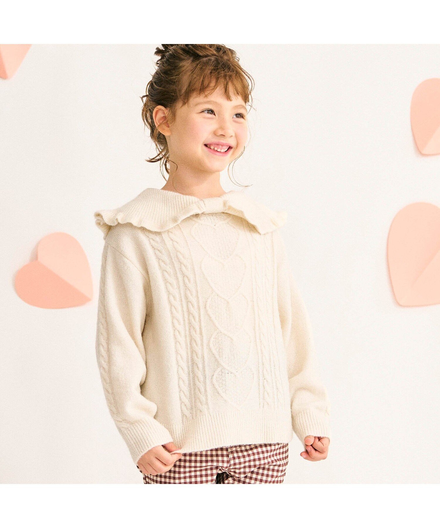 apres les cours 2WAYリボンケープニット エフオーオンラインストア トップス ニット ホワイト ピンクのサムネイル