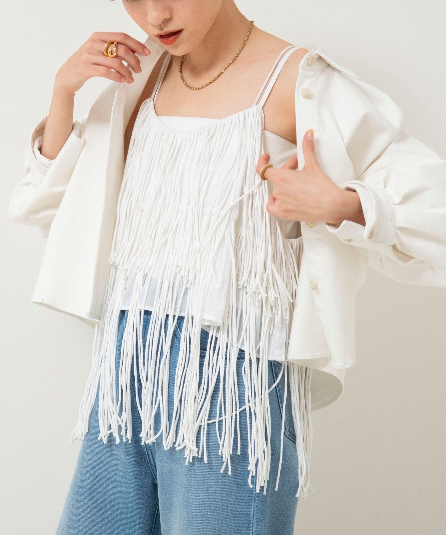 NOLLEY'S sophi 【crinkle crinkle crinkle/クリンクル クリンクル クリンクル】cotton voile fringe camisole ノーリーズ トップス シャツ・ブラウス ホワイト ブラック【送料無料】