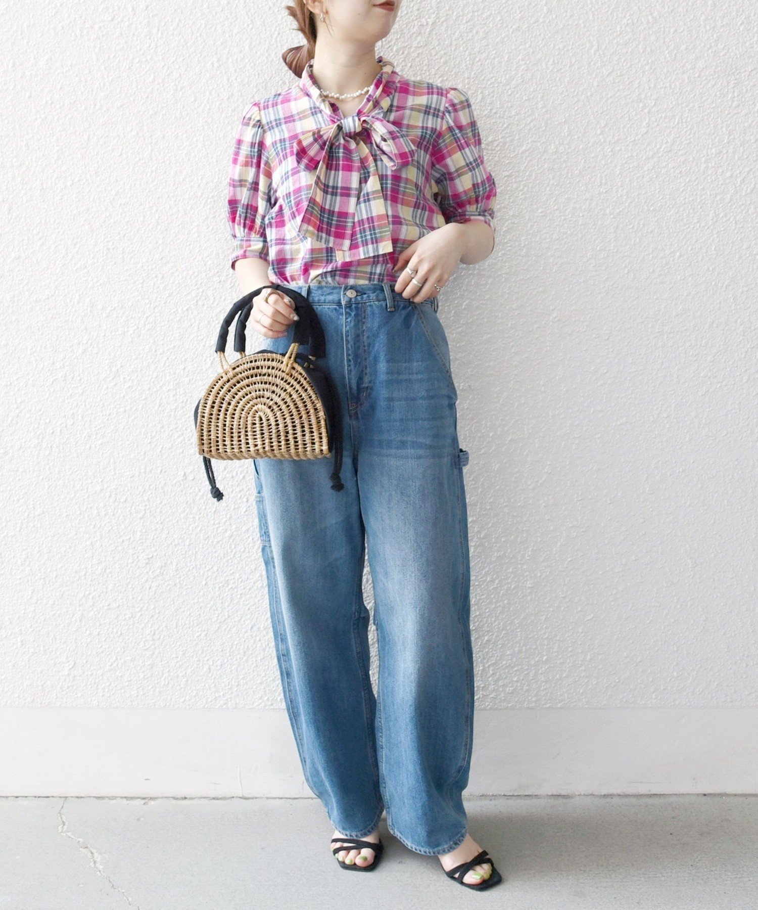 【SALE／40%OFF】SHIPS any SHIPS any:＜洗濯機可能＞マドラス チェック ボウタイ パフスリーブ ブラウス シップス トップス シャツ・ブラウス ピンク グリーン【送料無料】