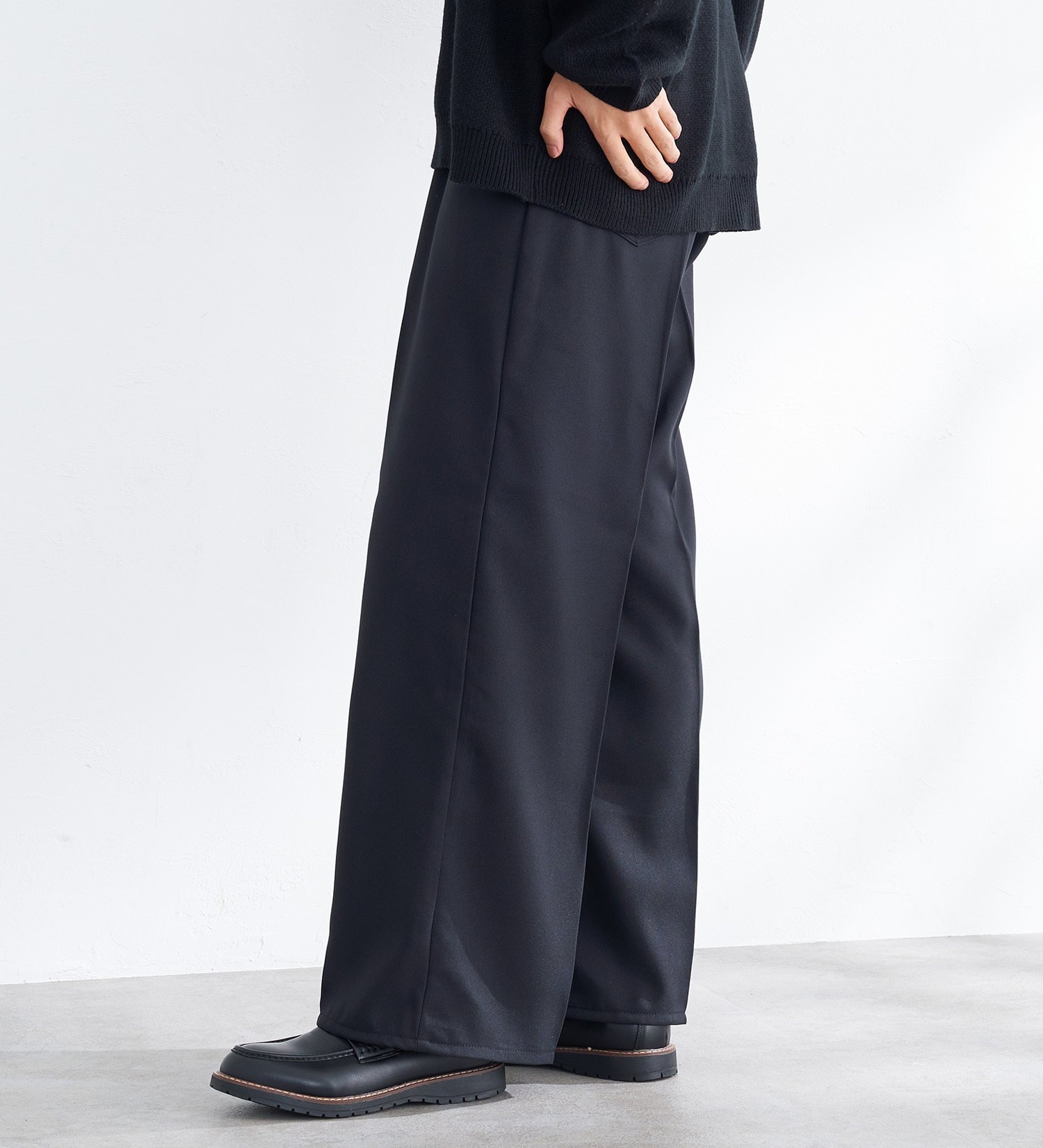 EDWIN タックワイドフレアパンツ センタープレスパンツ 日本製 エドウインオンラインモール パンツ その他のパンツ グレー ブラック
