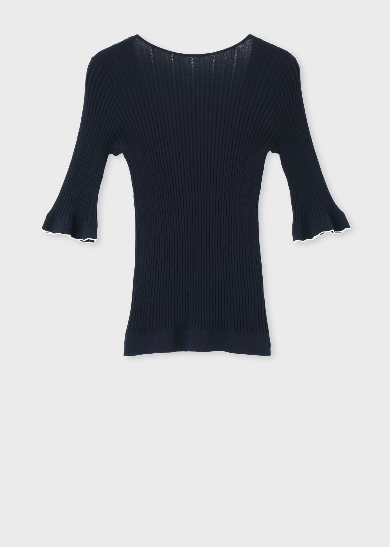 【SALE／80%OFF】PS Paul Smith ウィメンズ コントラストカラー フリルニット ポール・スミス トップス ニット ネイビー ホワイト イエロー