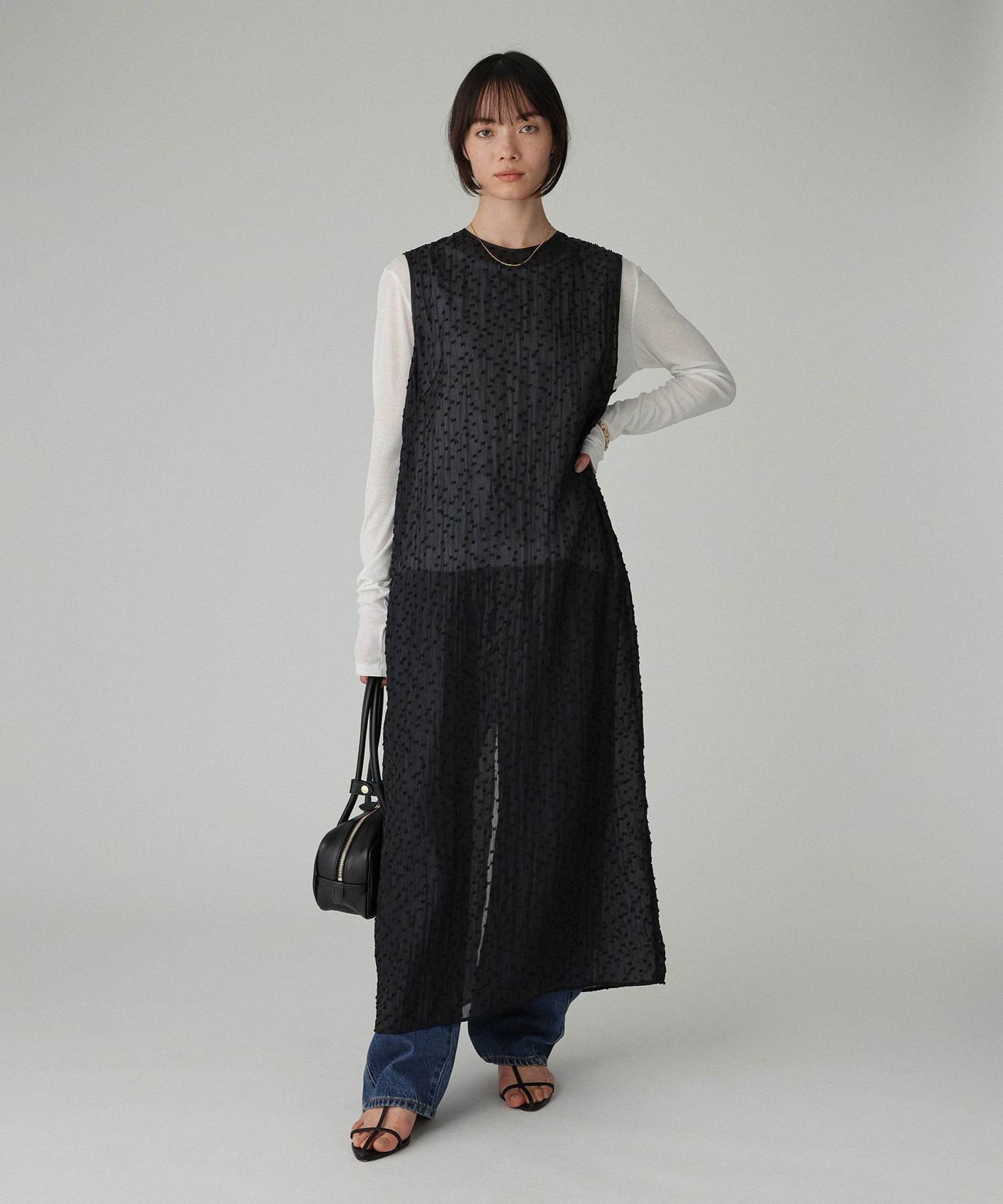 【SALE／40%OFF】BABYLONE ドットジャガードワンピース バビロン ワンピース・ドレス ワンピース ブラック【送料無料】