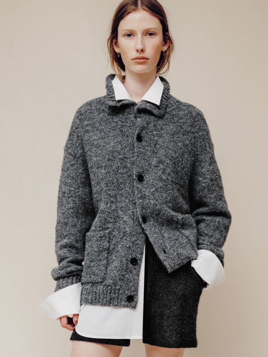 MIESROHE W/NYシャギーニットカーディガン ミースロエ トップス カーディガン ピンク グレー【送料無料】