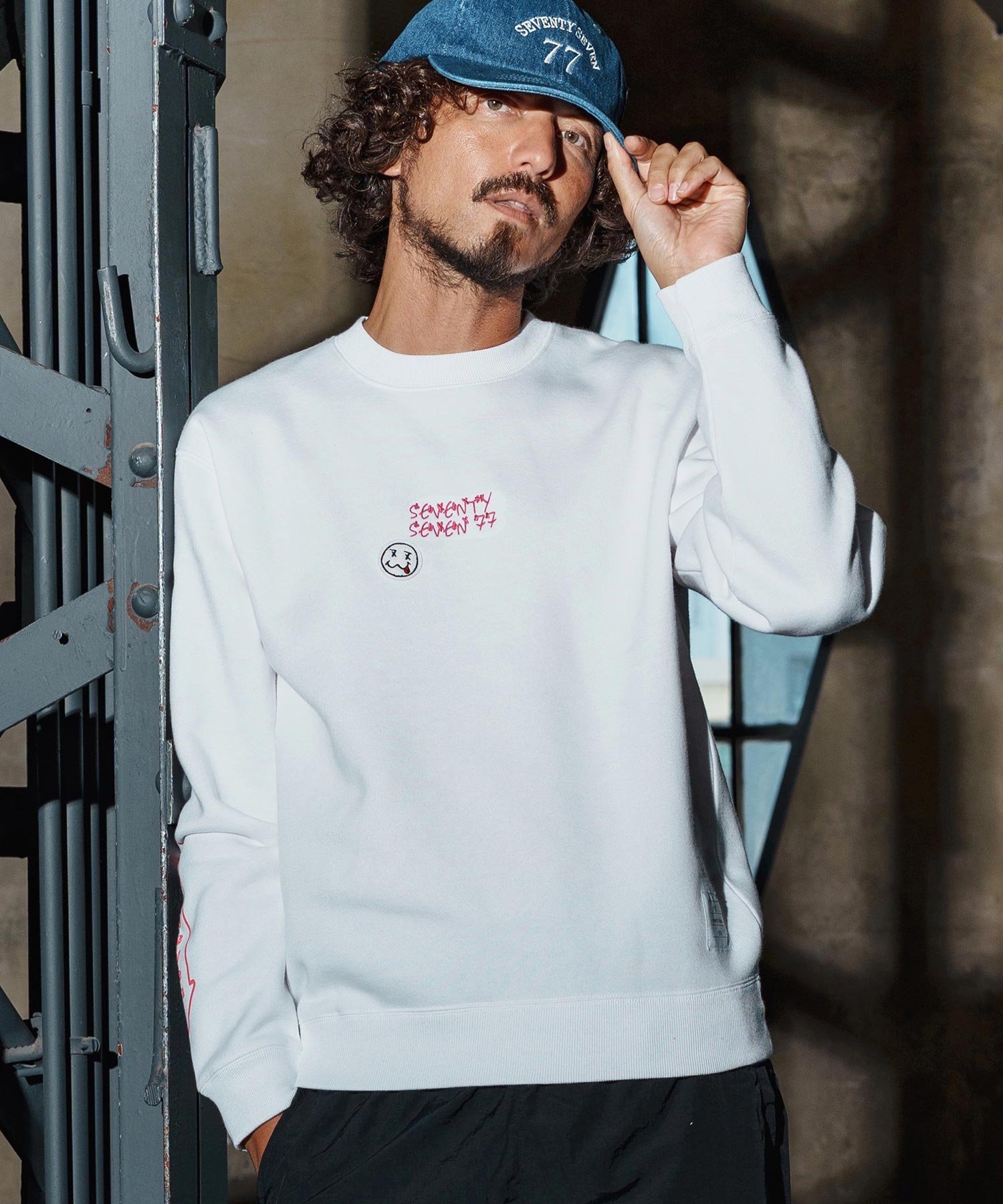 seventy seven msw1770-middle onz sweat shirt 77flower logo スウェット カンビオ トップス スウェット・トレーナー ブラック ホワイト グレー【送料無料】