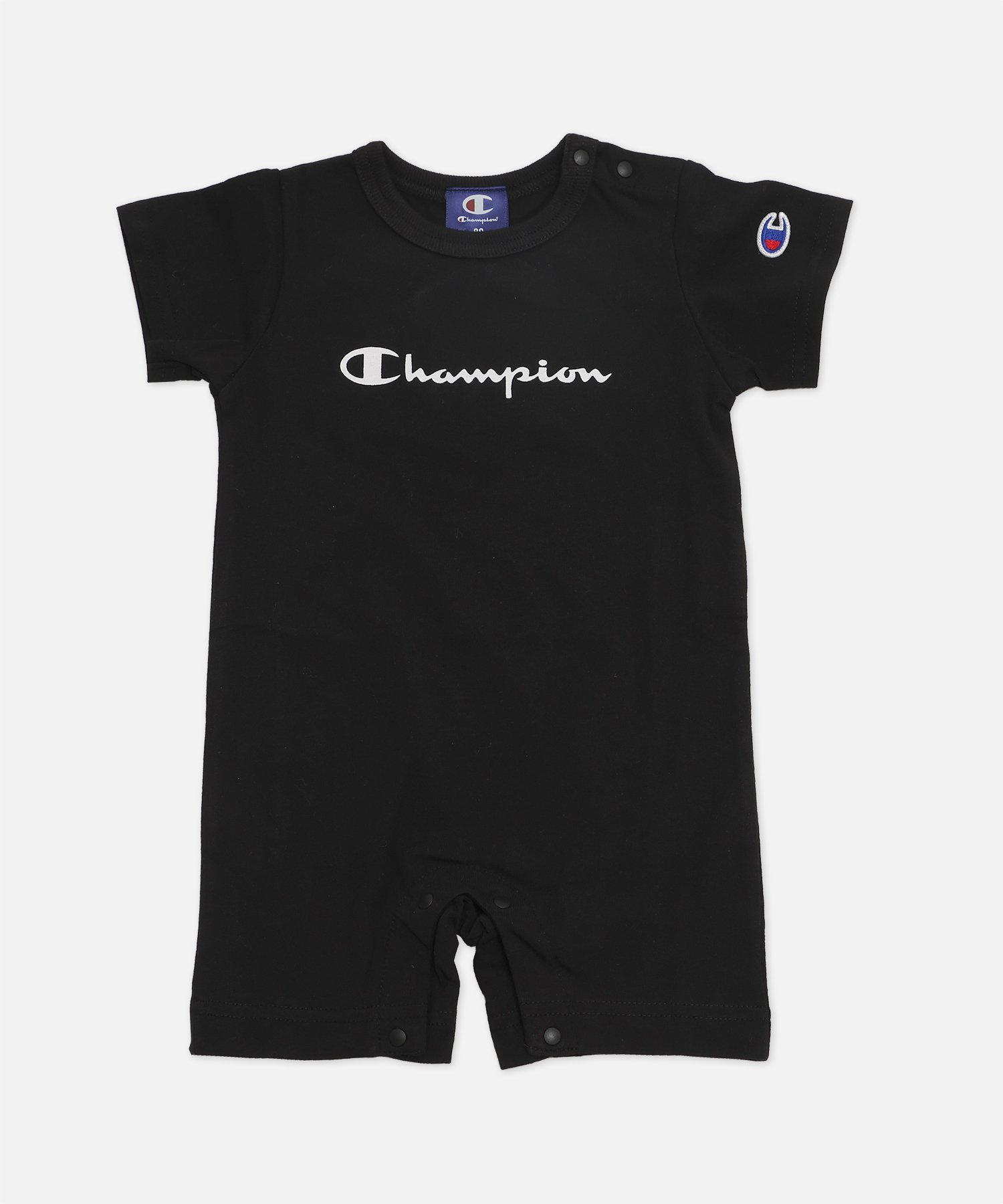 Champion ＜チャンピオン＞ロゴ半袖カバーオール チルツー マタニティウェア ベビー用品 ロンパース カバーオール ブラック ネイビー グレー ホワイト