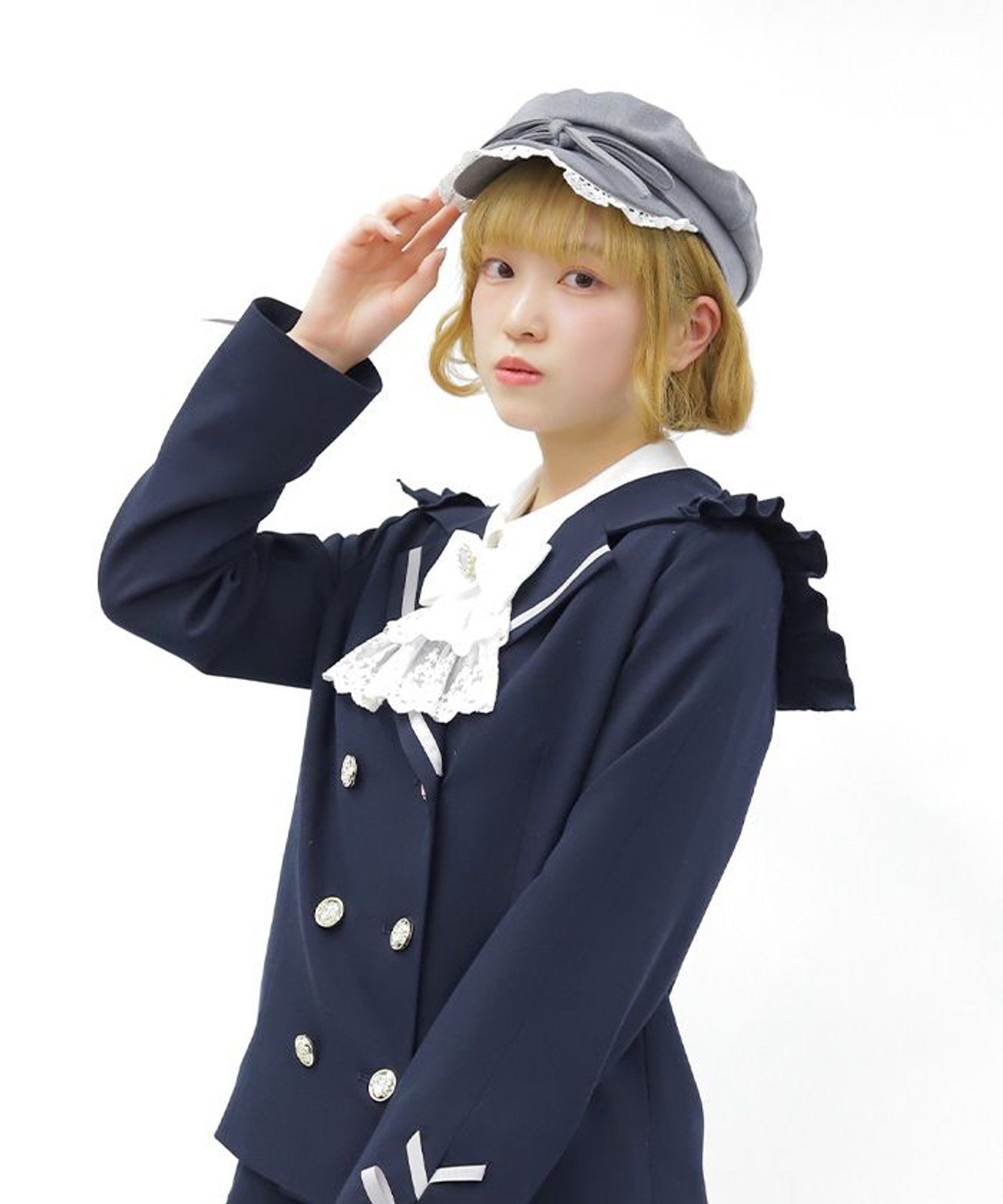 axes femme POETIQUE レースフリルキャスケット アクシーズファム 帽子 ハット グレー