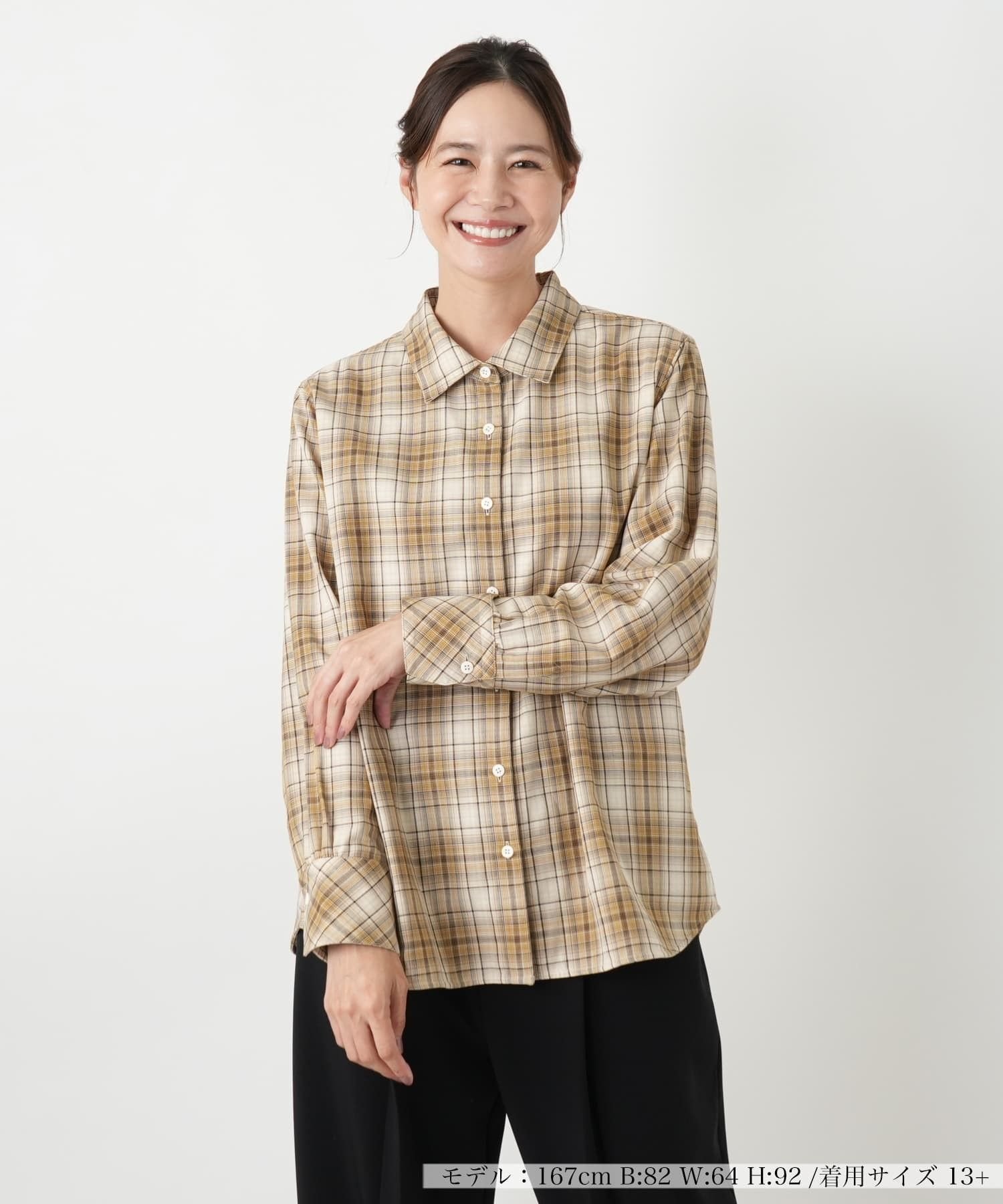Leilian PLUS HOUSE シャツブラウス レリアン プラスハウス トップス シャツ・ブラウス イエロー