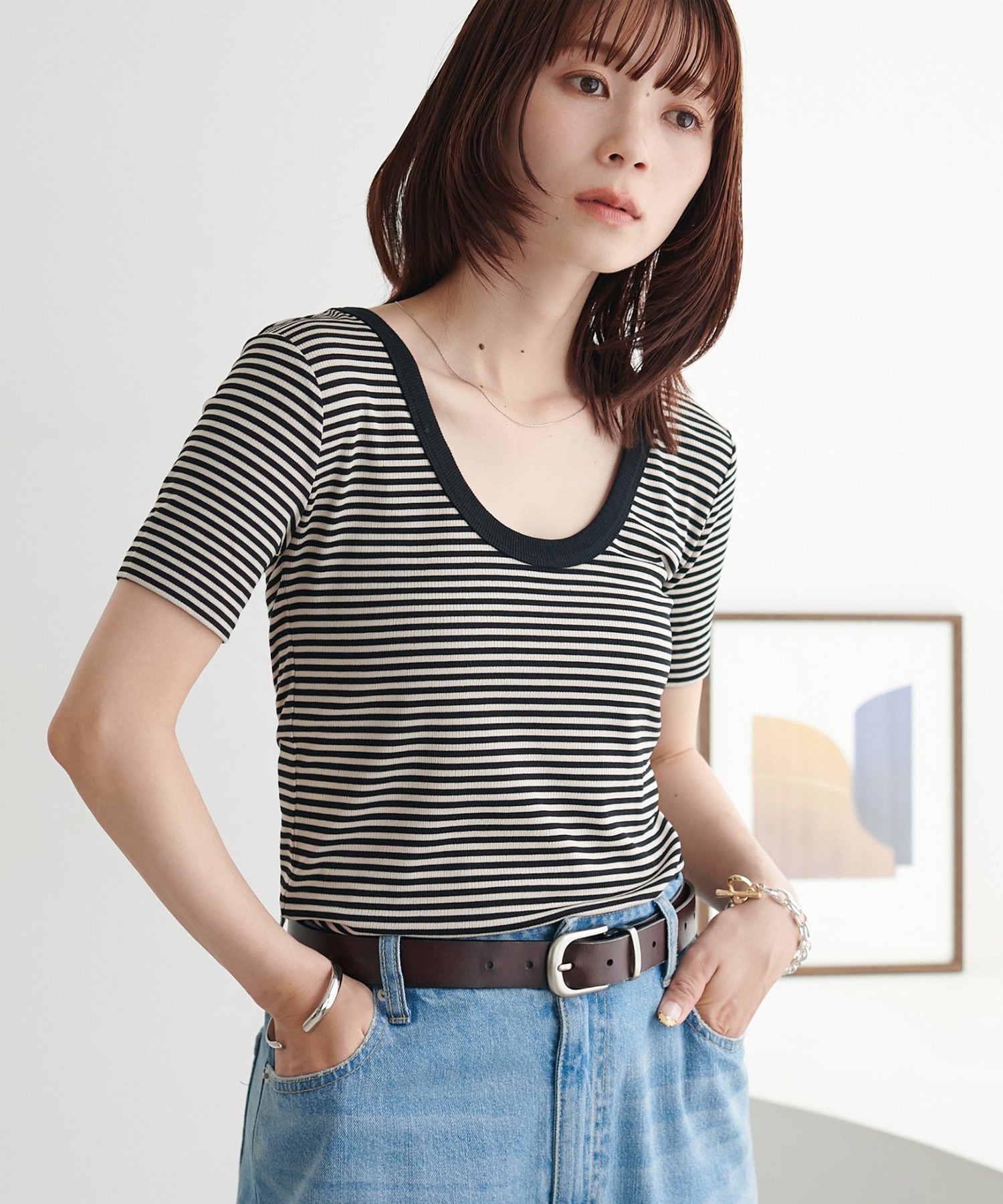 Discoat 【万能インナー♪/WEB限定】前後2WAYUネック半袖Tシャツ ディスコート トップス カットソー・Tシャツ ブラック グレー ホワイト【送料無料】