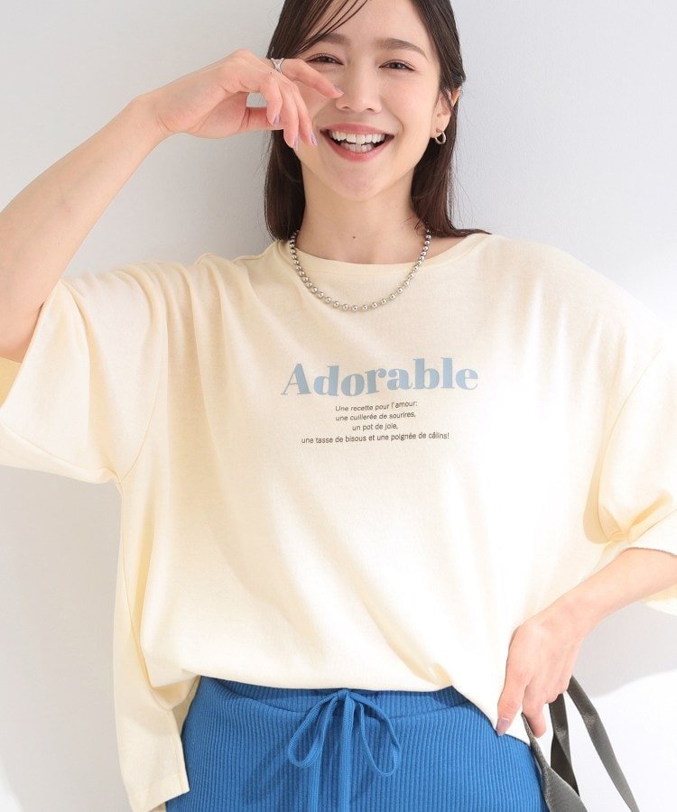 SHOO・LA・RUE 【洗濯機可/S-LL/選べる6柄】切りっぱなしお袖がこなれカジュアル 5分袖シアーTシャツ シューラルー トップス カットソー・Tシャツ ピンク ホワイト グレー ブルー