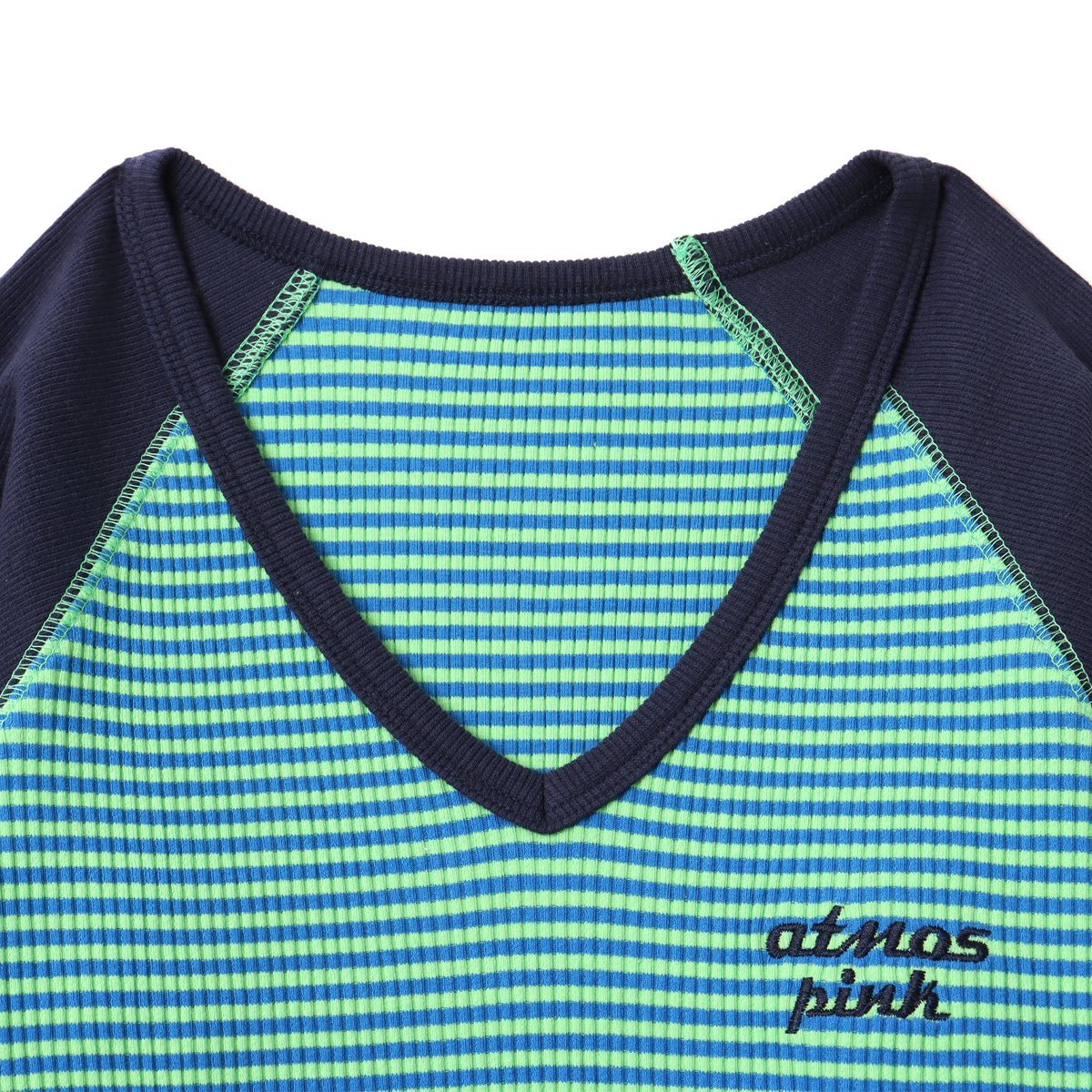 atmos pink atmos pink V-Neck Raglan Long Sleeve T-shirt GREEN アトモス トップス カットソー・Tシャツ グリーン
