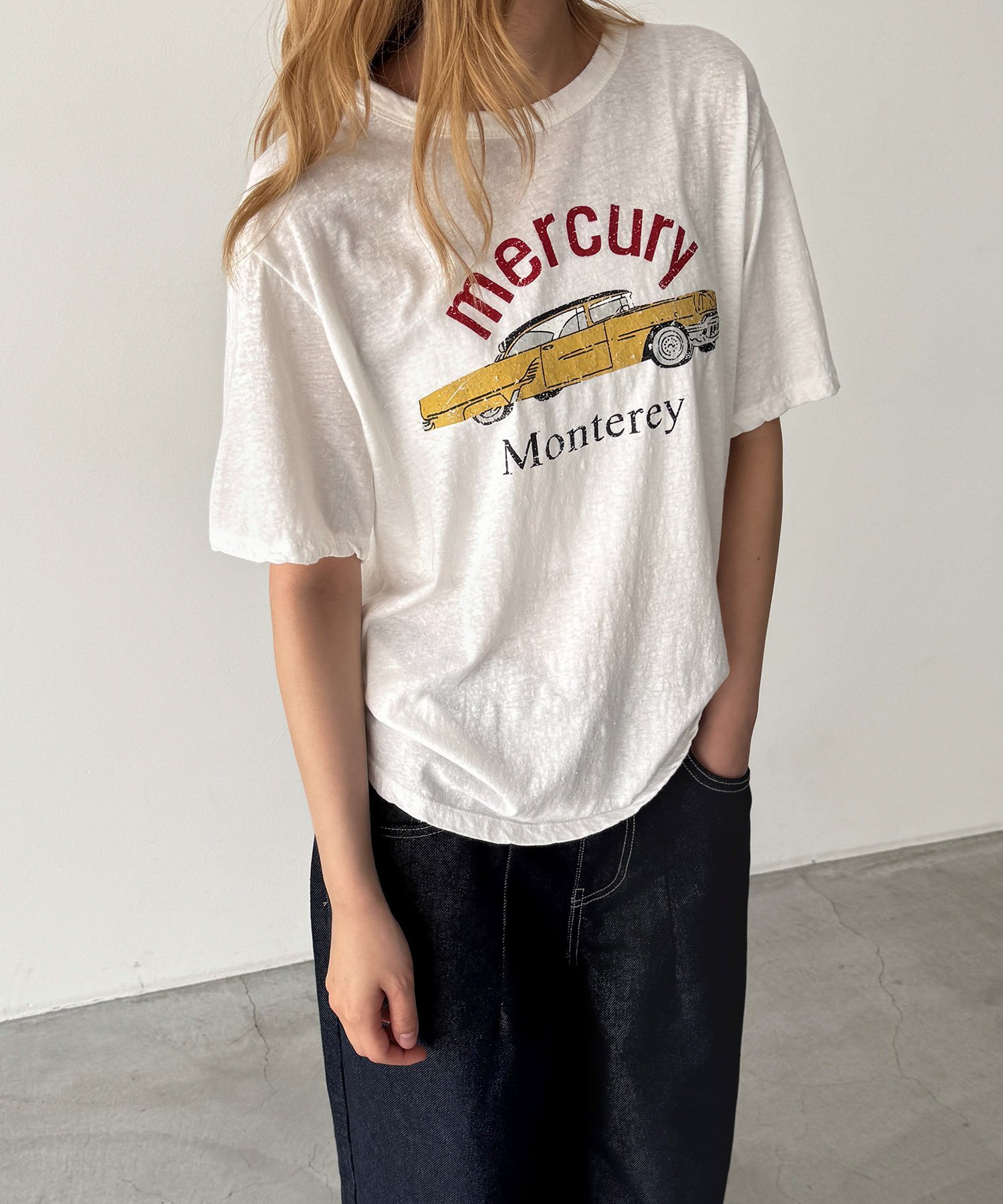 Lakey Park Lakey Park "mercury"スラブTシャツ キャナルジーン トップス カットソー・Tシャツ ホワイト ネイビー