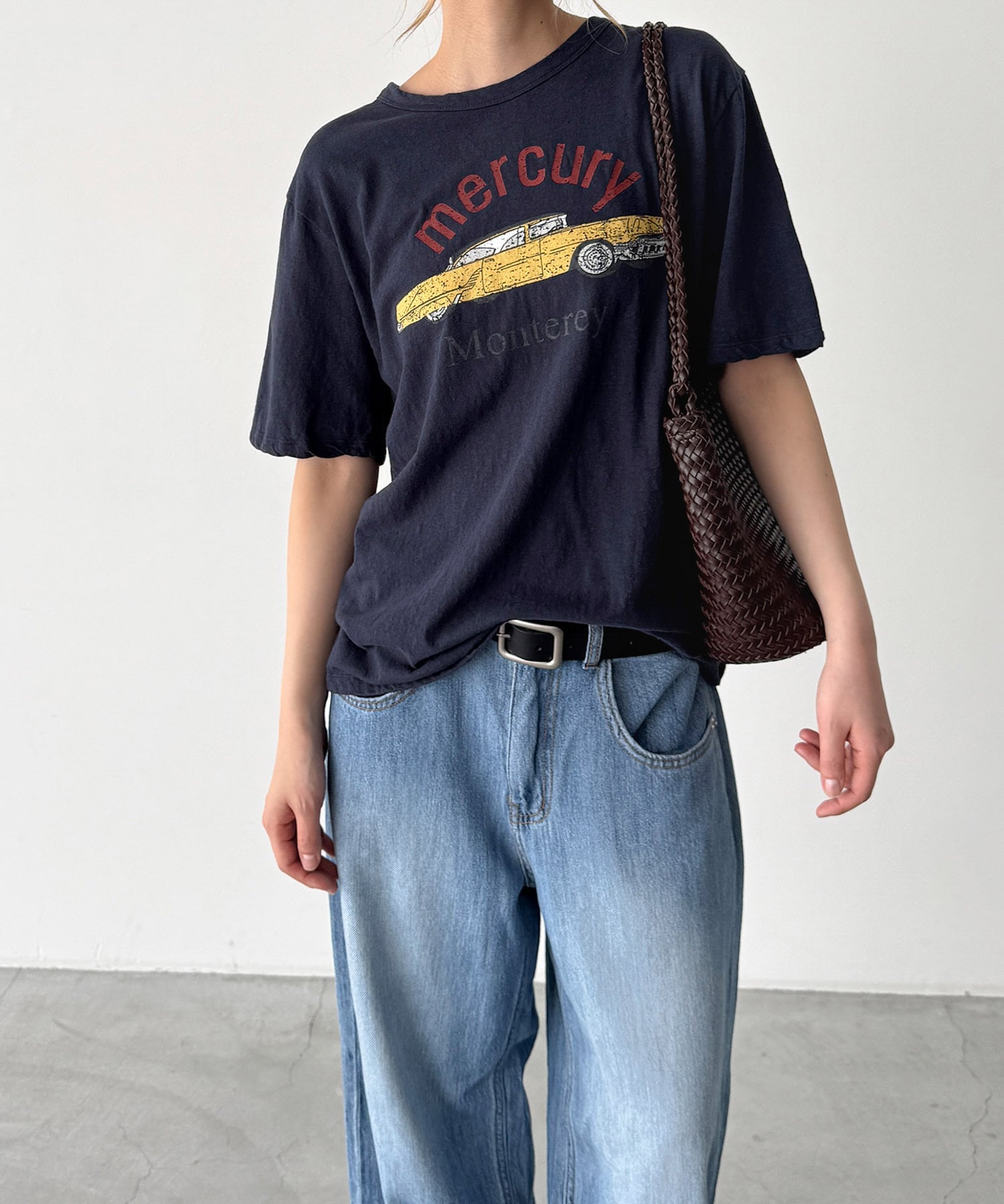 Lakey Park Lakey Park "mercury"スラブTシャツ キャナルジーン トップス カットソー・Tシャツ ホワイト ネイビー