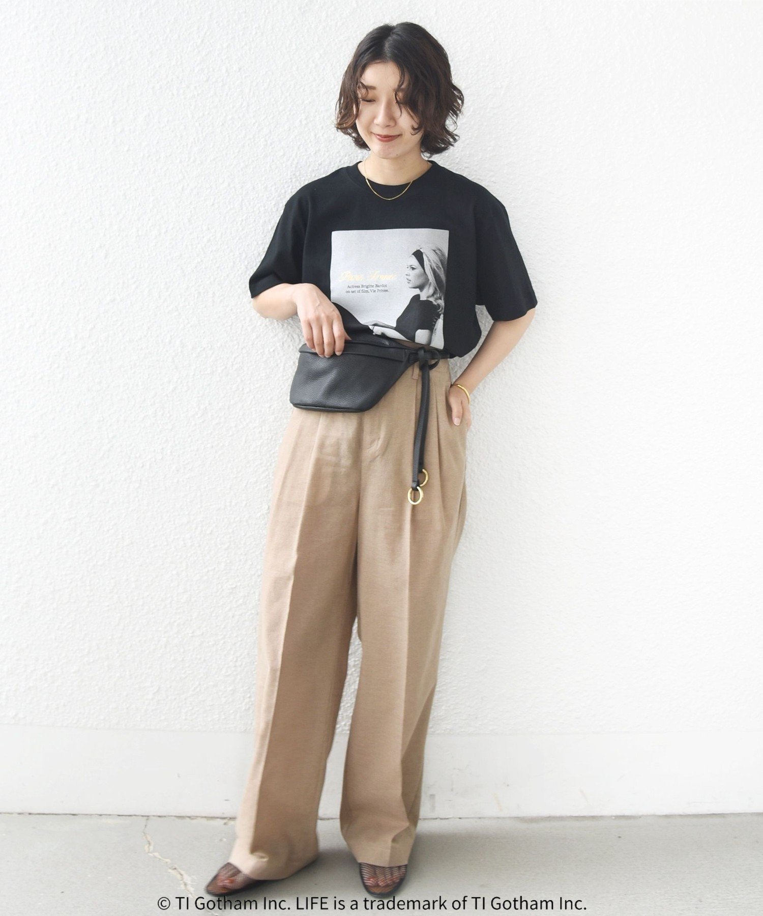 WOMEN ＜手洗い可能＞麻混 シャンブレー ピケ 2タック パンツ シップス パンツ スラックス・ドレスパンツ ブラウン グレー