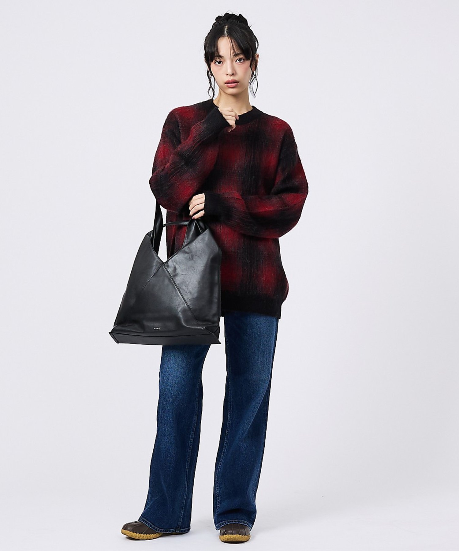 【YArKA/ヤーカ】 real leather different lengt アバハウス バッグ トートバッグ ブラック