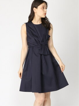 【SALE/46%OFF】INTERPLANET INTERPLANET/(W)サテンブックリボンドレス インタープラネット ワンピース ノースリーブワンピース ネイビー【送料無料】