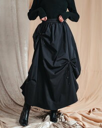 LEANN MOMENT Eyelet draping skirt リーンモーメント スカート ロング・マキシスカート ブラック グレー【送料無料】