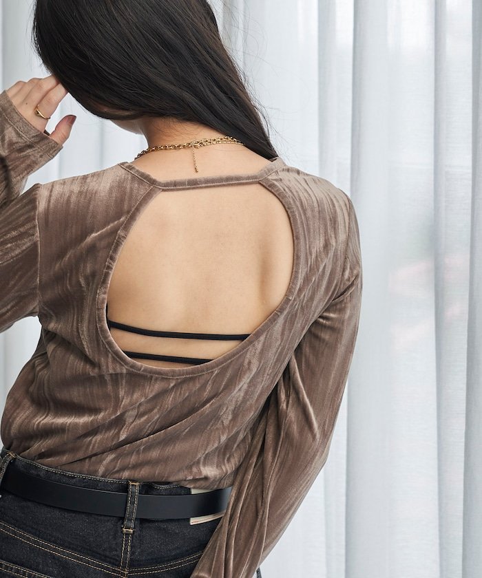 FREAK'S STORE クラッシュベロアトップス 24AW フリークスストア トップス カットソー・Tシャツ ベージュ オレンジ ネイビー【送料無料】のサムネイル