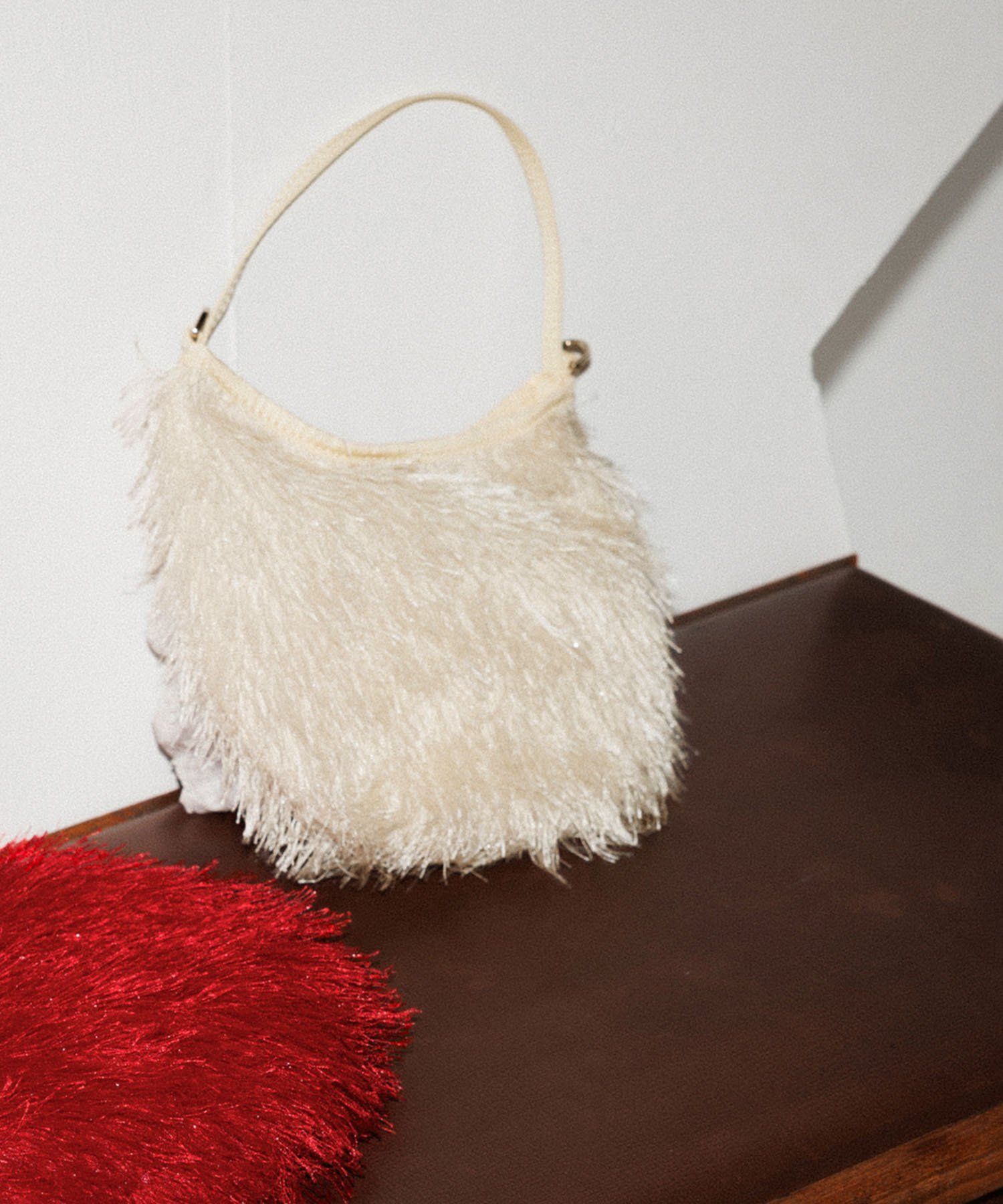 ADAM ET ROPE' FEMME 【サステナブル】フリンジミニチェーンバッグ アダムエロペ バッグ ショルダーバッグ ブラウン ホワイト レッド【送料無料】(4)