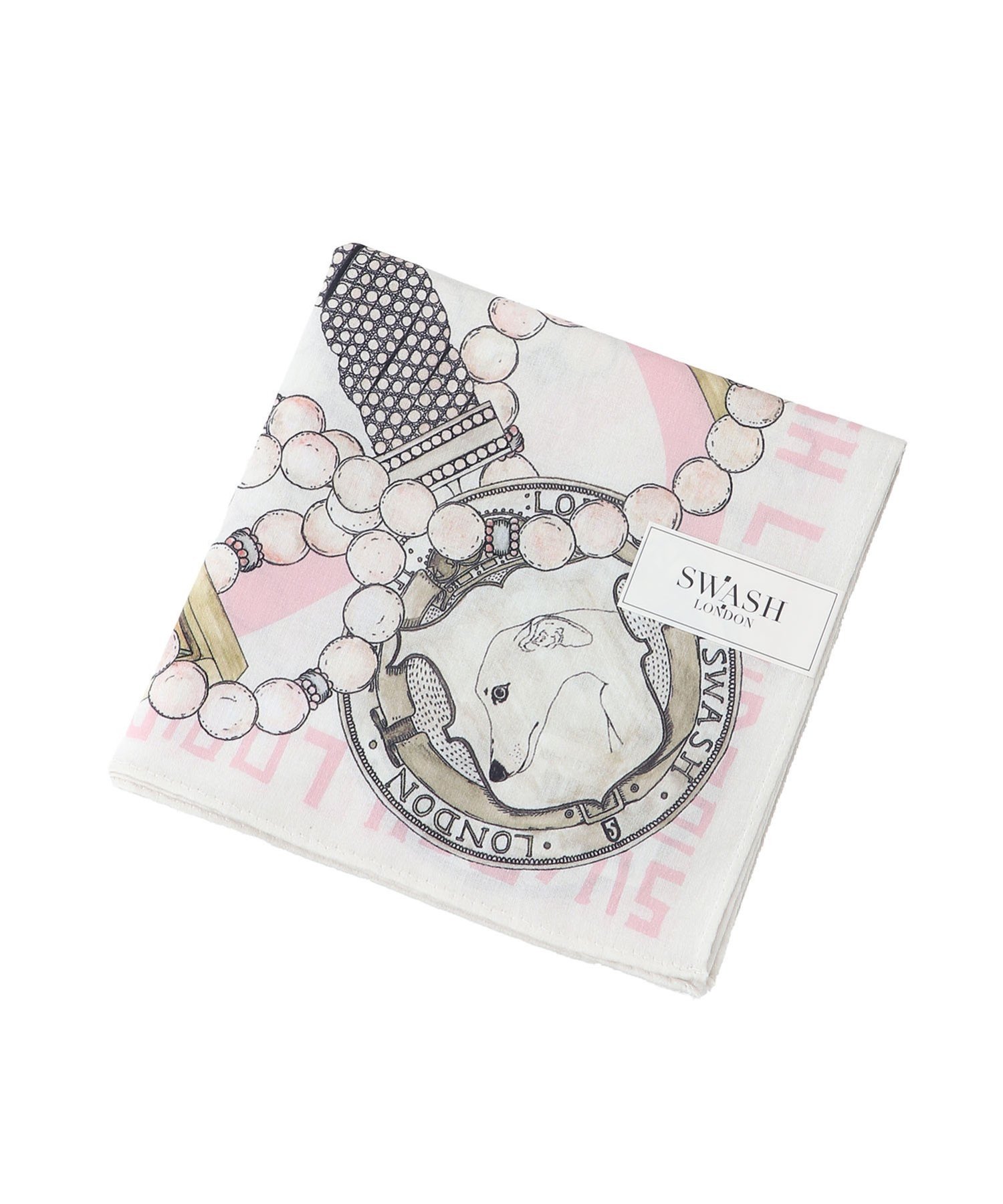 Rakuten FashionのSWASH LONDON SWASH LONDON/(W)ハンカチ コットン サテン プリント ムーンバット ファッション雑貨 ハンカチ・ハンドタオル グリーン ベージュ レッド｜アングル3