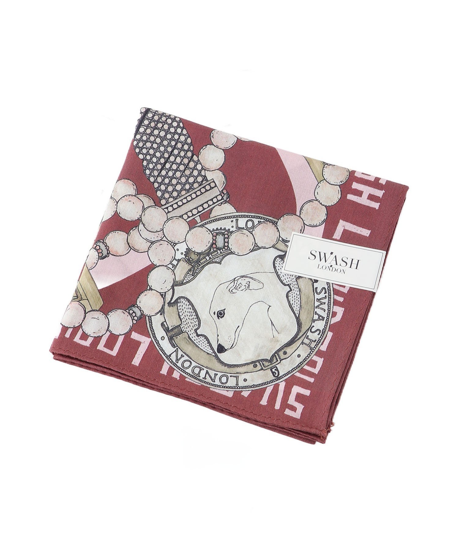 Rakuten FashionのSWASH LONDON SWASH LONDON/(W)ハンカチ コットン サテン プリント ムーンバット ファッション雑貨 ハンカチ・ハンドタオル グリーン ベージュ レッド｜アングル2