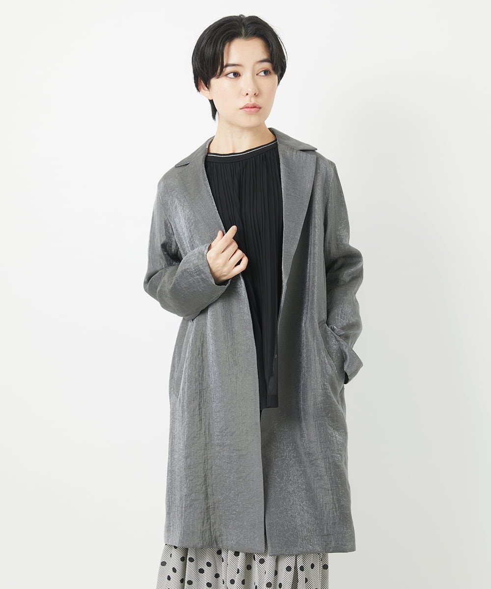 【SALE/30%OFF】GEORGES RECH(小さいサイズ) メタリックツイルロングコート メゾンドゥサンク ジャケット・アウター その他のジャケット・アウター ベージュ【送料無料】